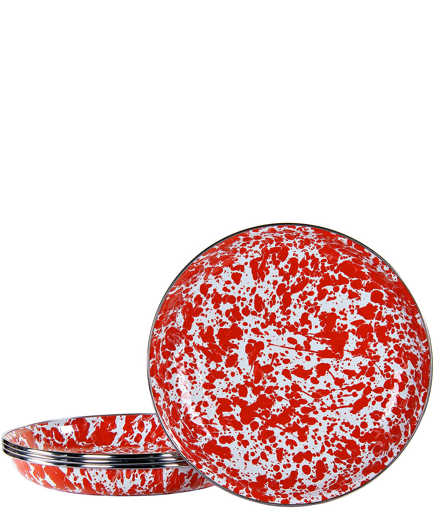 Golden Rabbit Red Swirl Dinner Plates (Set of 4)