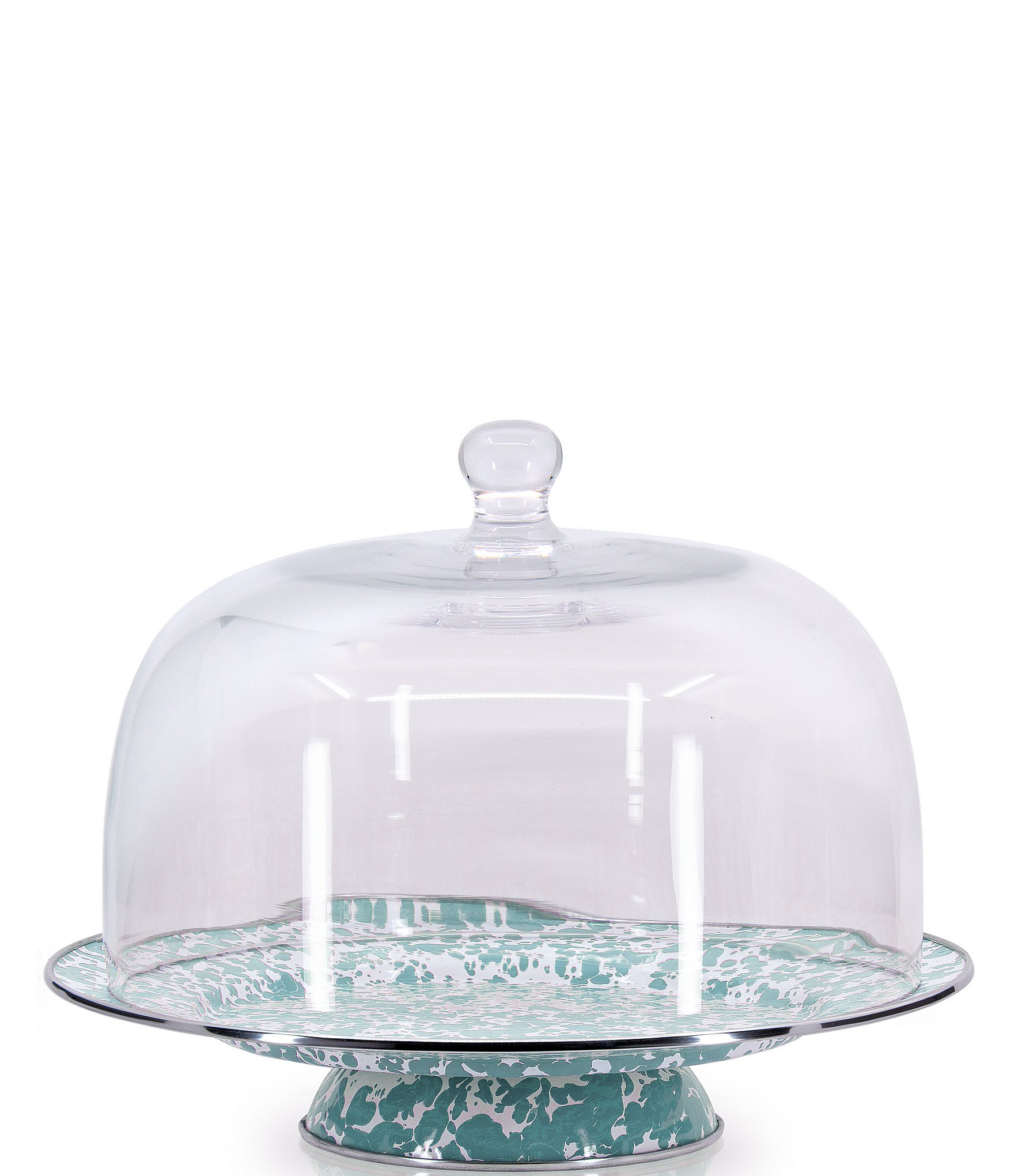 Golden Rabbit Enamelware Sea Glass Swirl Cake Stand