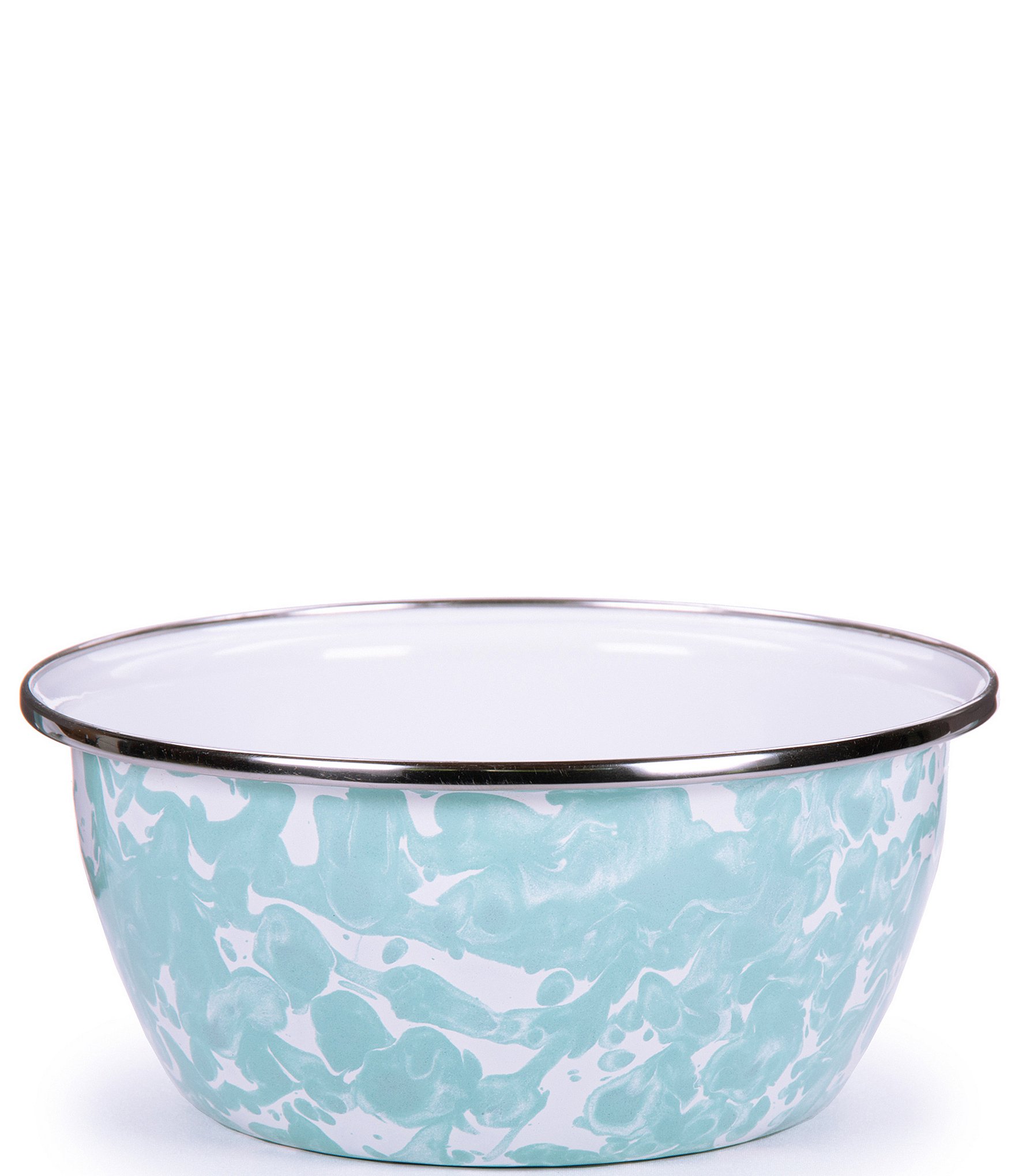 Golden Rabbit Enamelware Sea Glass Swirl Salad Bowls, Set of 4