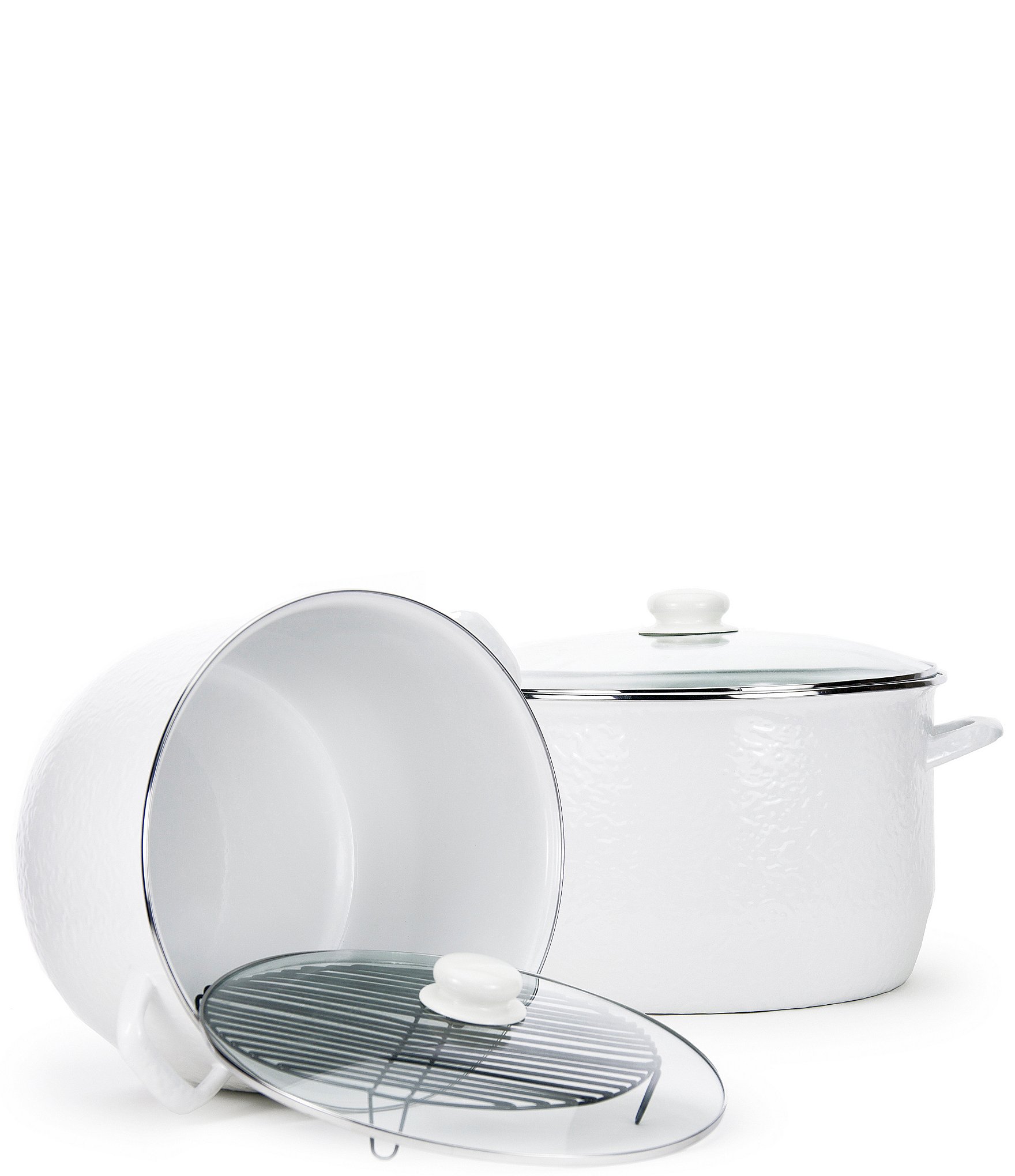 Golden Rabbit Enamelware White 18-Quart Stock Pot