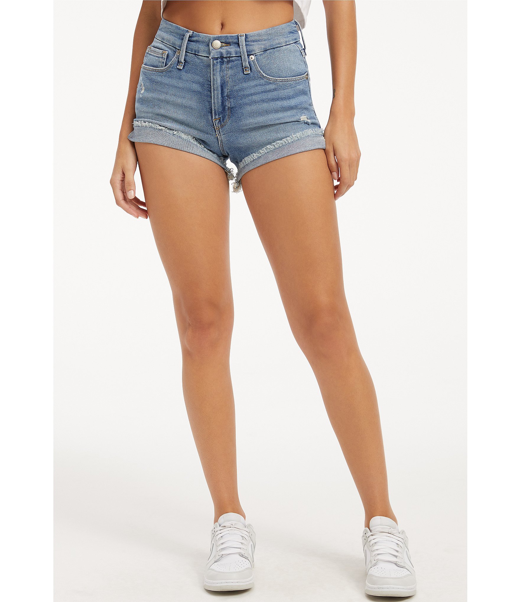 Buy KISSMODA Women's Casual Denim Shorts Mid Length Raw Hem Ripped Jeans  Short Pants at Amazon.in