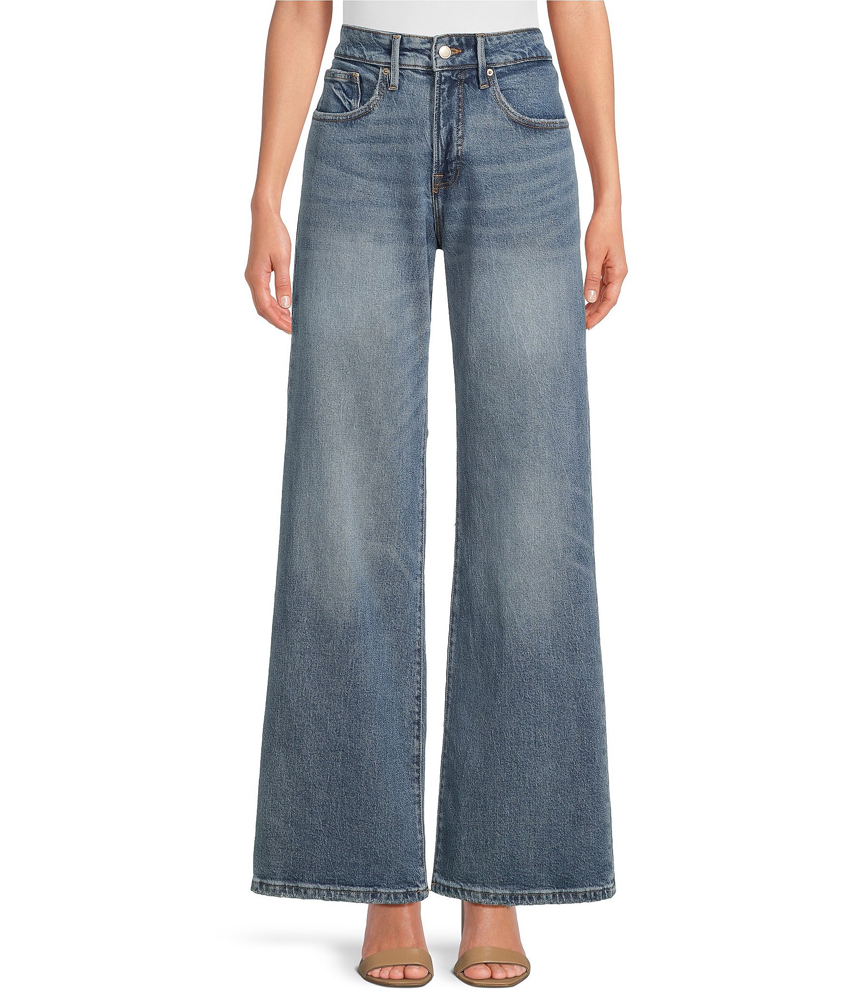 Good American Good Ease Mid-Rise Wide Leg Jean | Dillard's