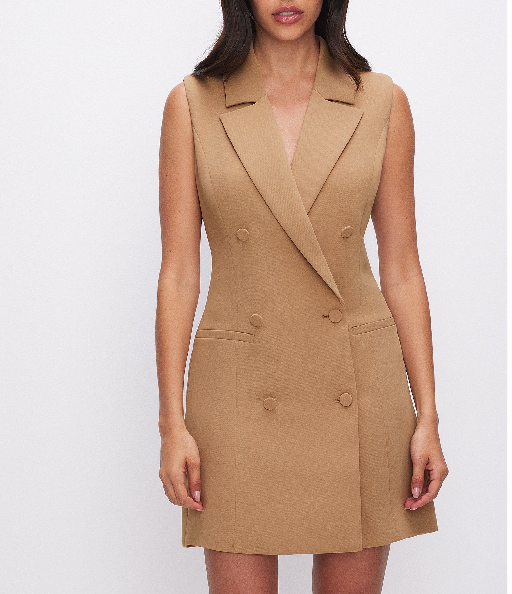 Good American Luxe Suiting Collared Sleeveless Mini Blazer Dress