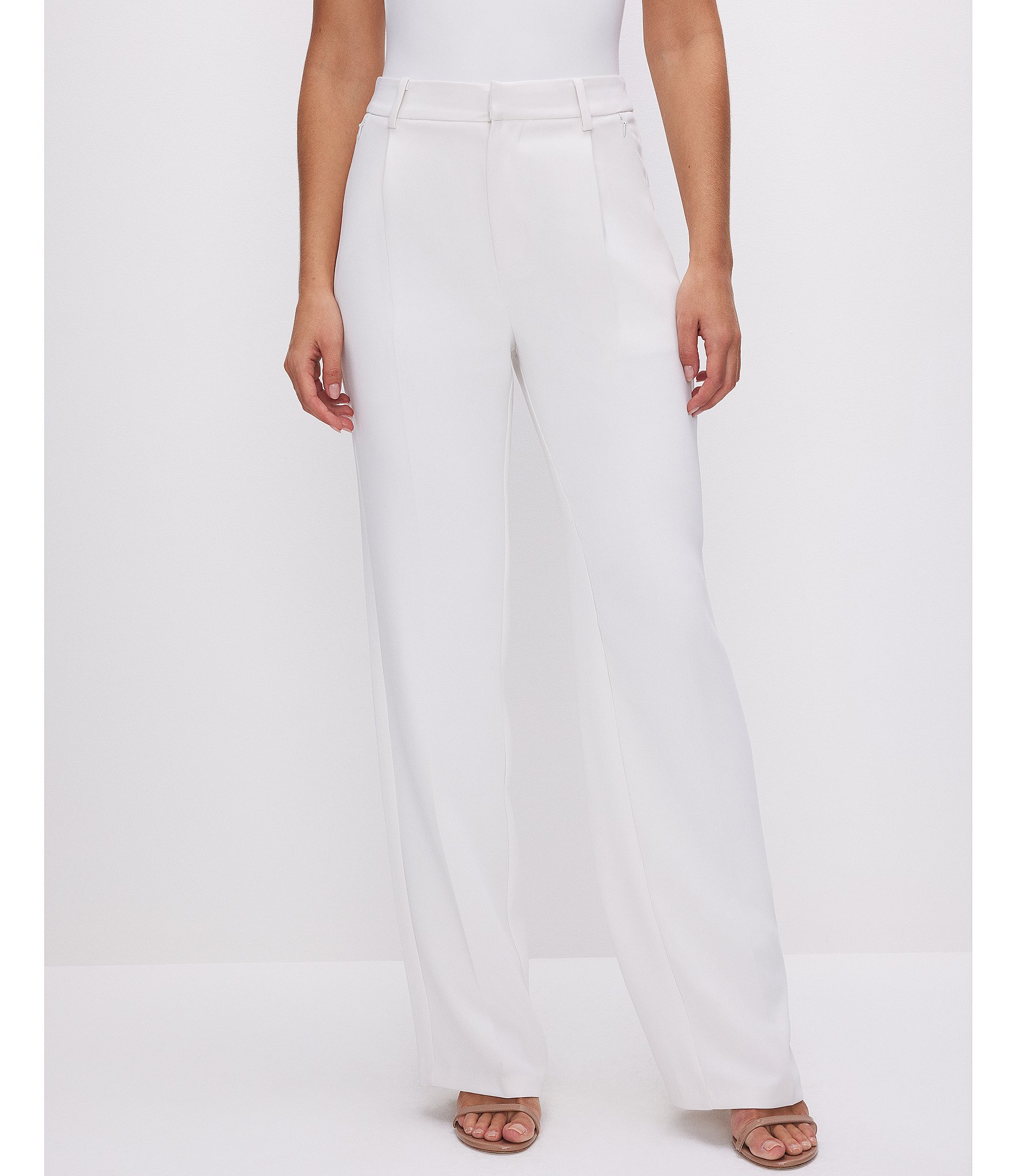 Good American Luxe Suiting Side Pocket Pleated High Rise Straight Leg  Column Trouser | Dillard's