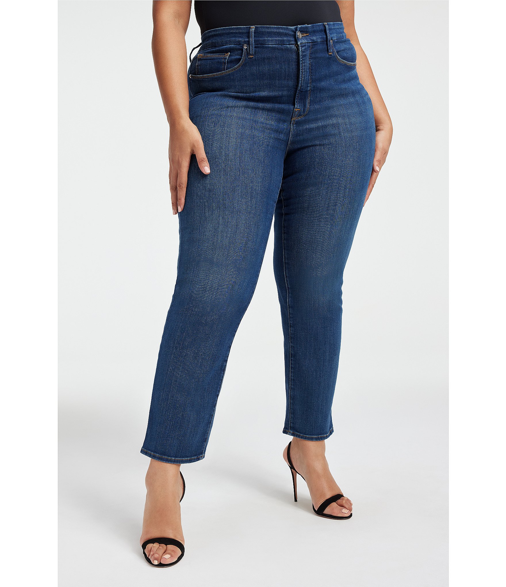 Good American Plus Size Good Legs High Rise Stretch Denim Flared Jeans ...