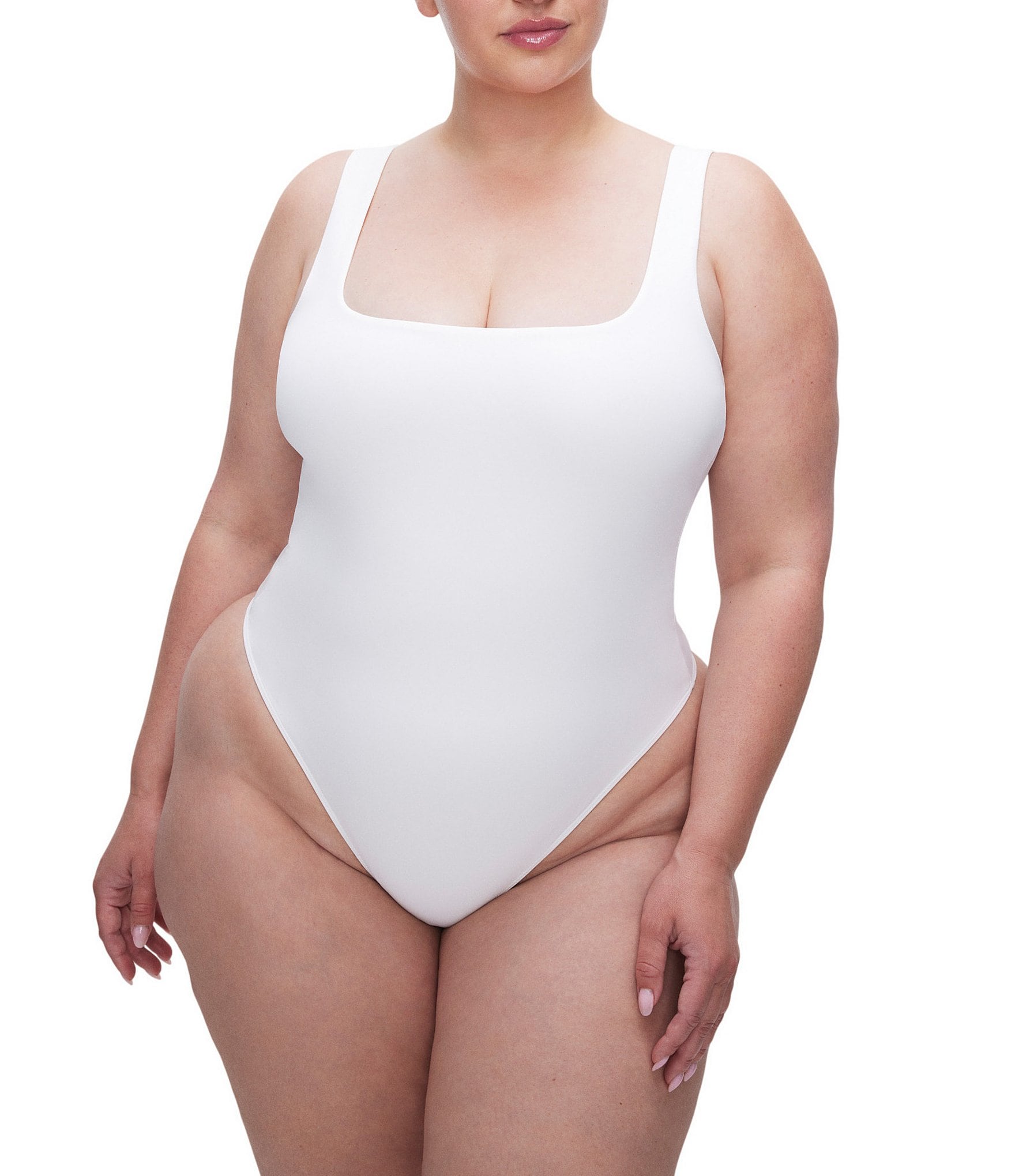 Good American Plus Size Sculpting Square Neck Modern Tank Bodysuit