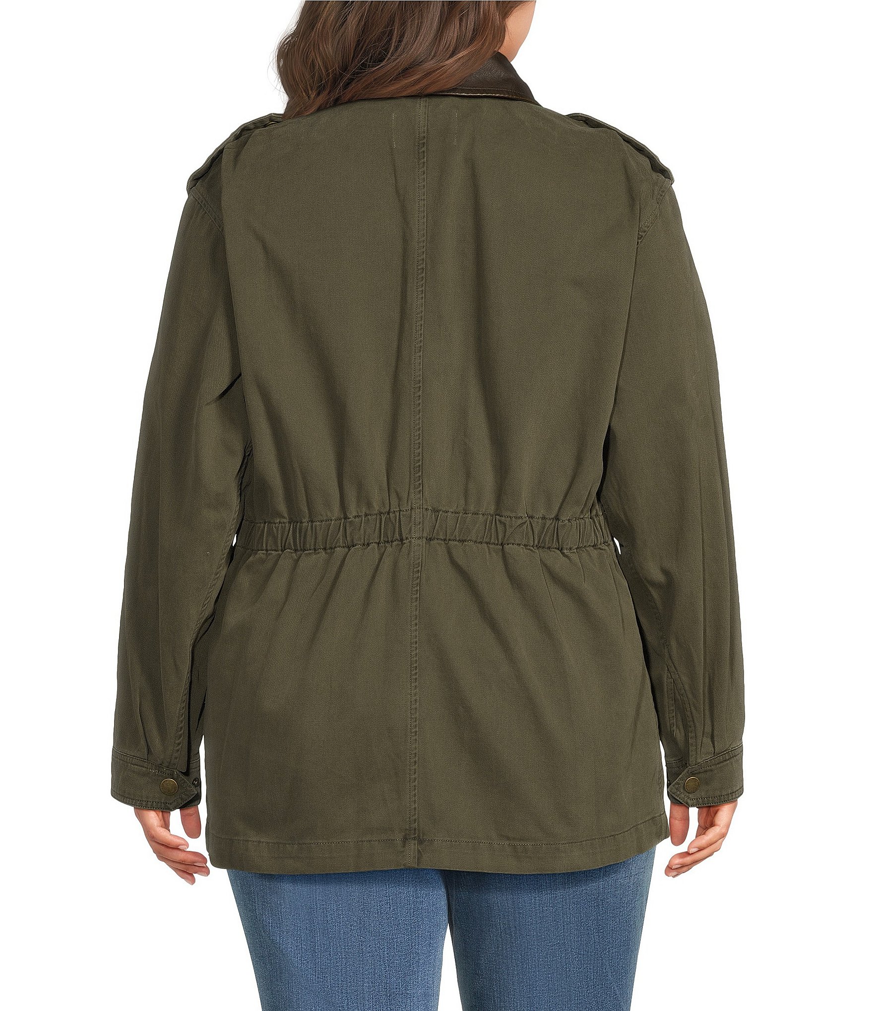 Good American Plus Size The Field Collared Long Sleeve Snap-Front Jacket