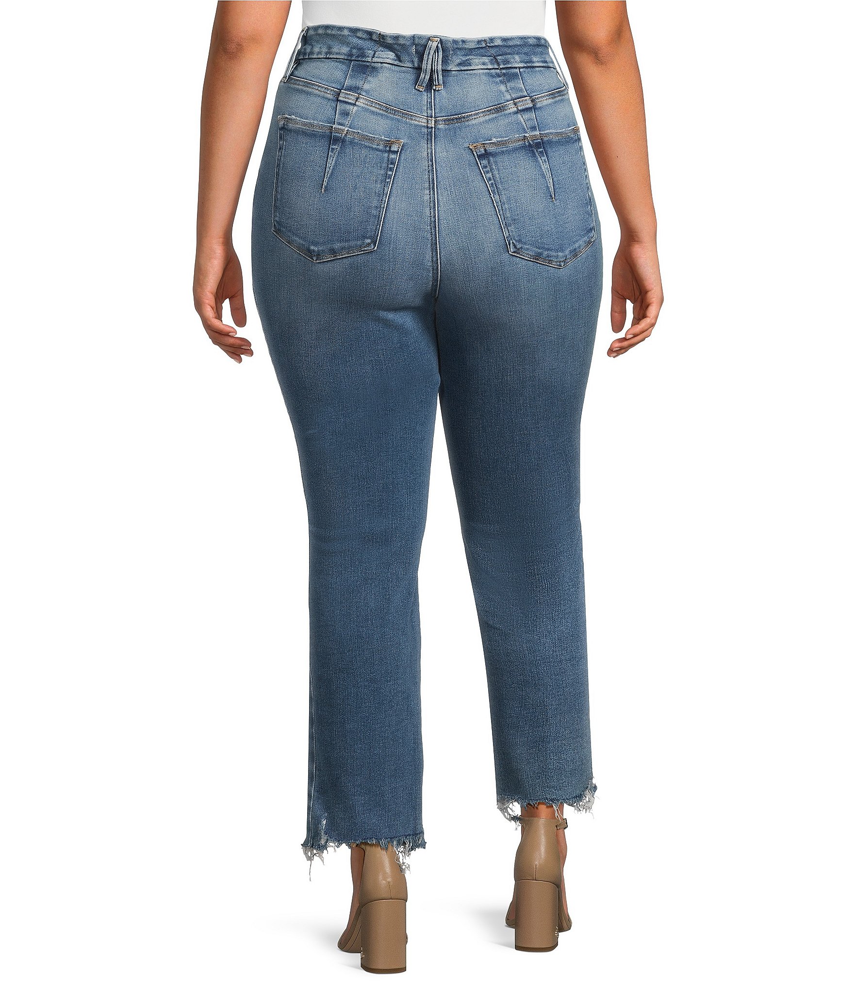 Good American Plus Soft Tech Good Legs Straight Jeans
