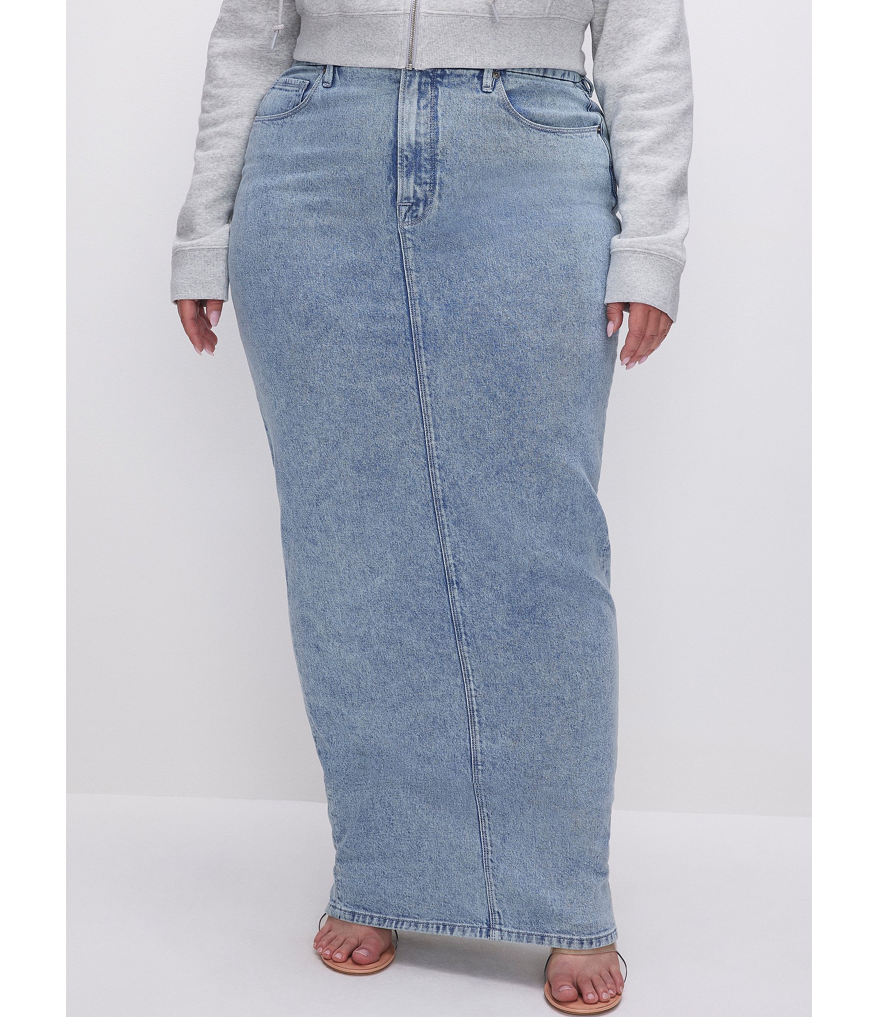 Good American Plus Size Uniform Denim Maxi Skirt | Dillard's