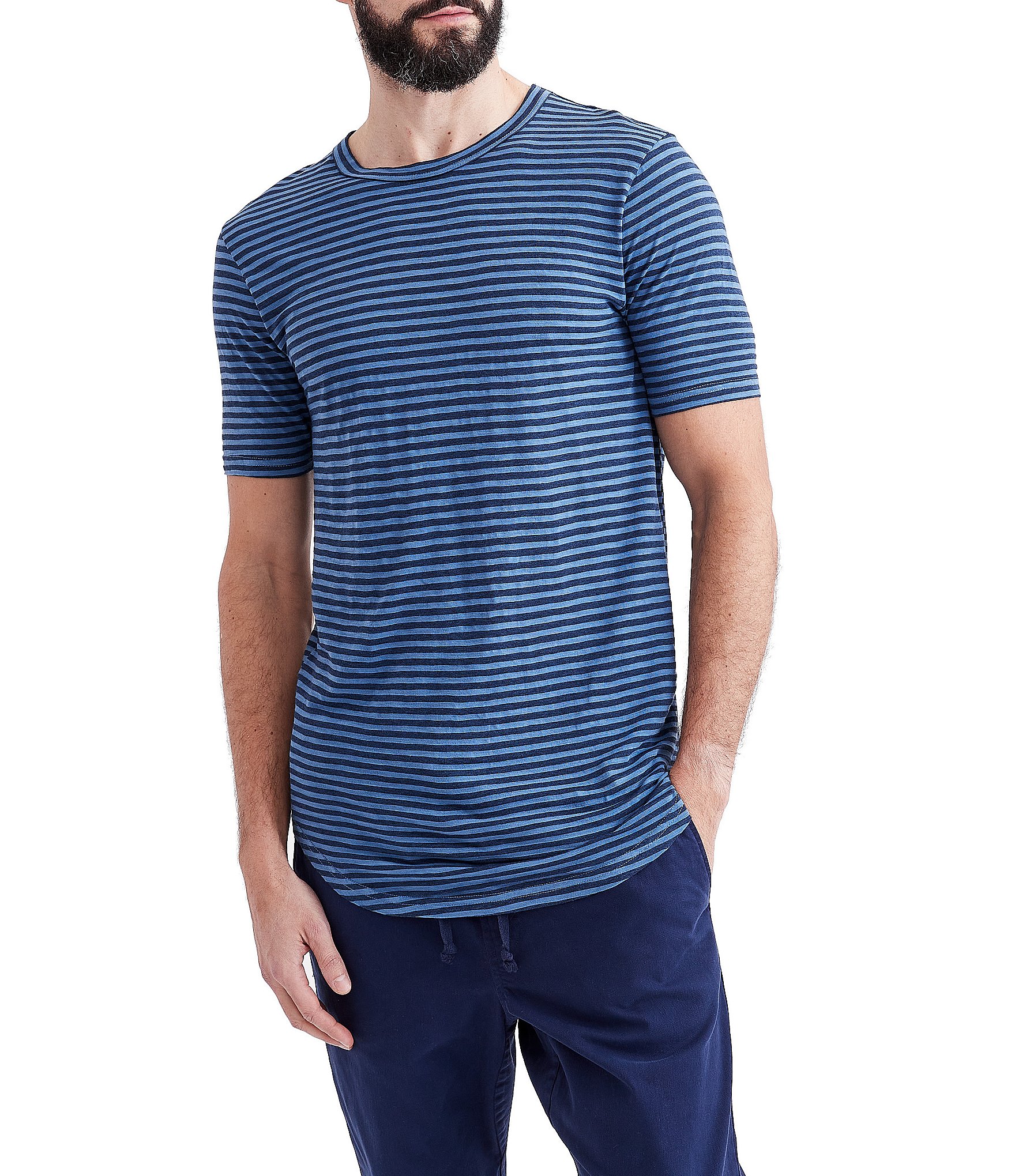 Goodlife Slim-Fit Striped Scallop Crew Short-Sleeve T-Shirt | Dillard's