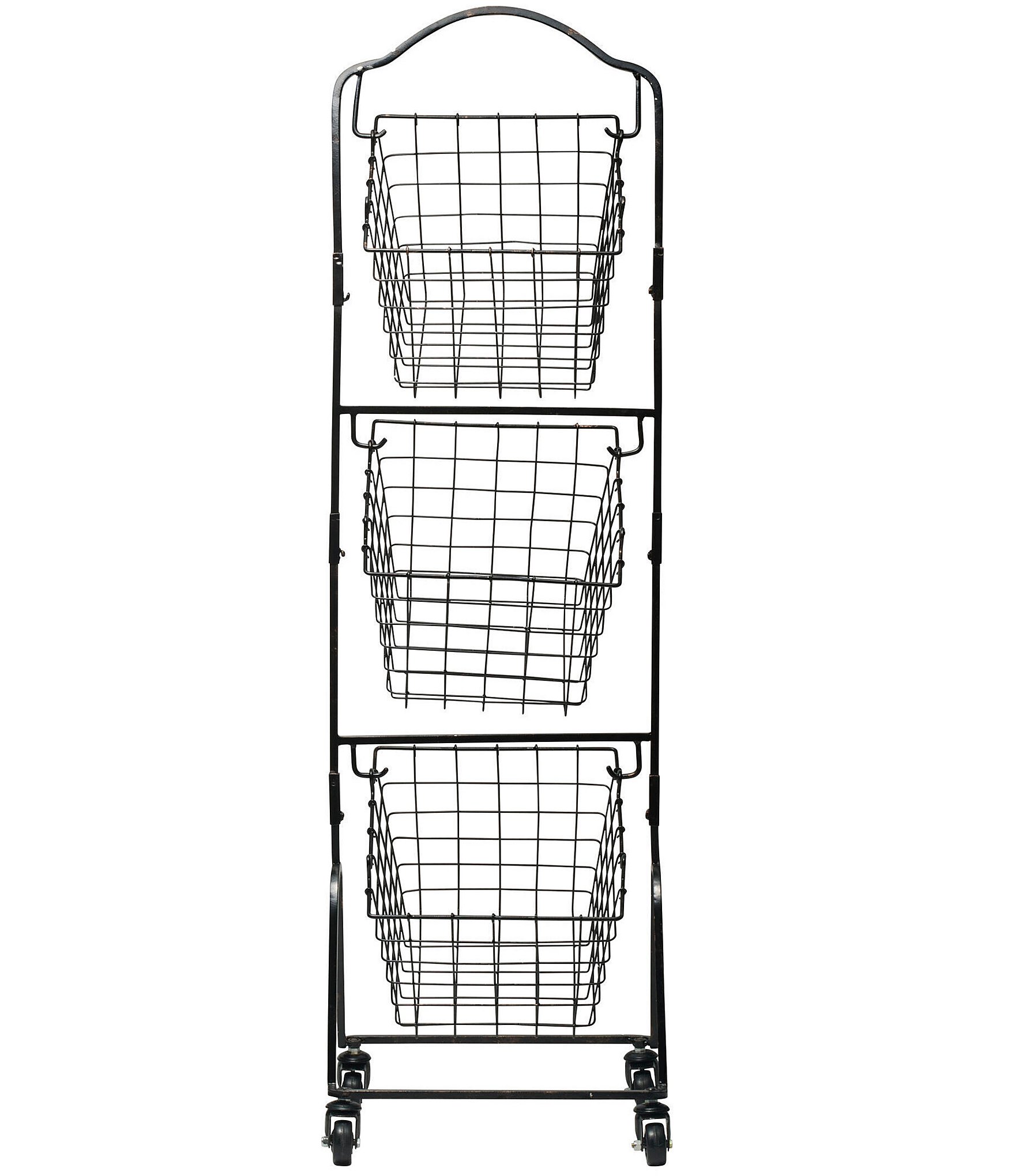 Gourmet Basics by Mikasa Rio 3-Tier Metal Market Basket with Wheels