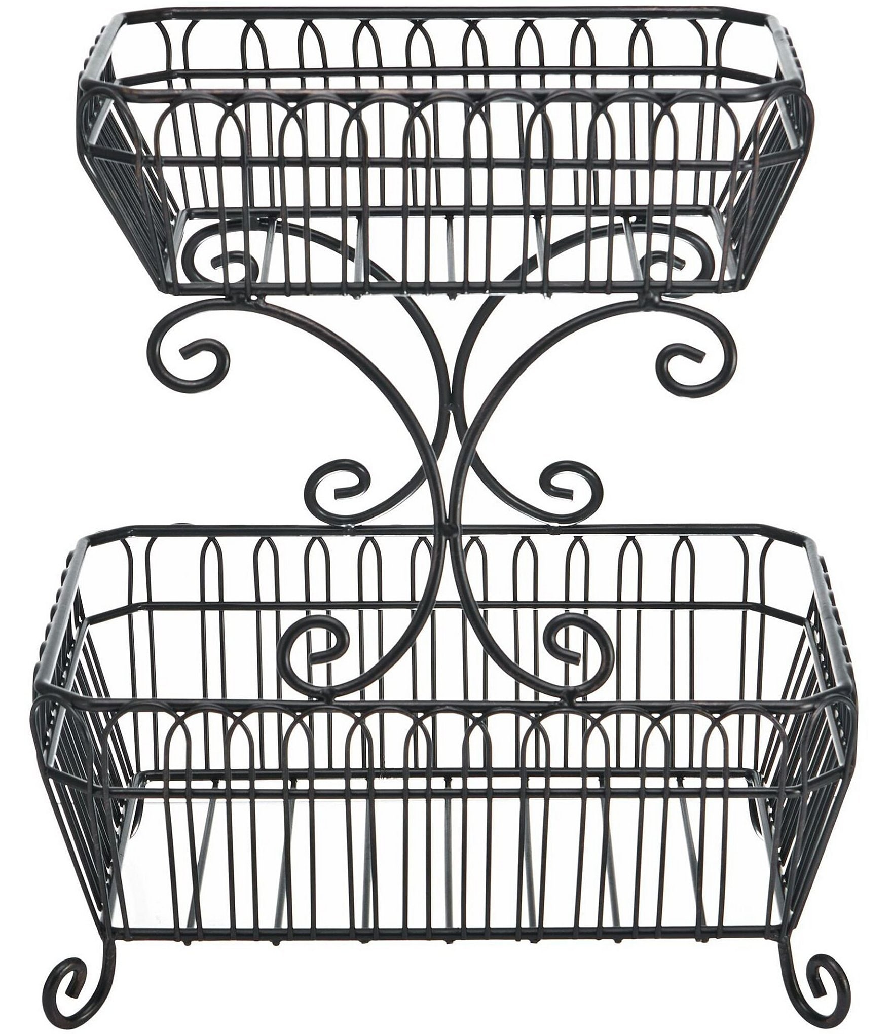 Gourmet Basics by Mikasa Grid Fruit Storage Basket, 2 Tier, Black