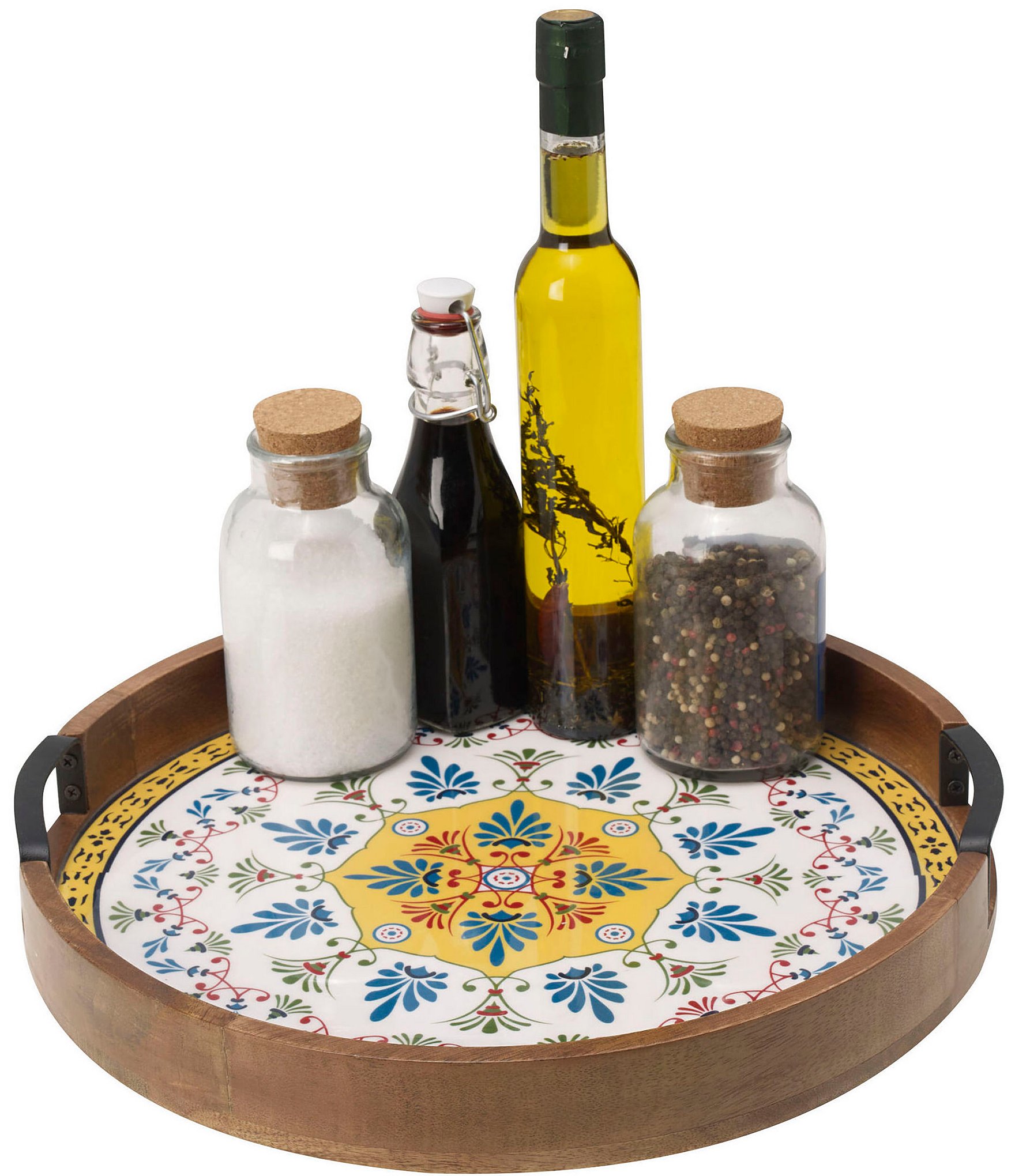 Gourmet Basics by Mikasa Round Tiled Lazy Susan Serving Tray