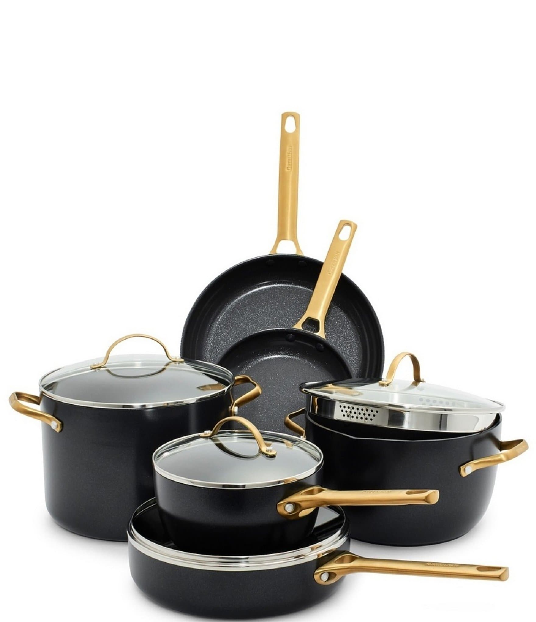 Denmark Tools for Cooks 10 Piece Monaco Nonstick Aluminum Cookware Pots  Pans Set, Black 