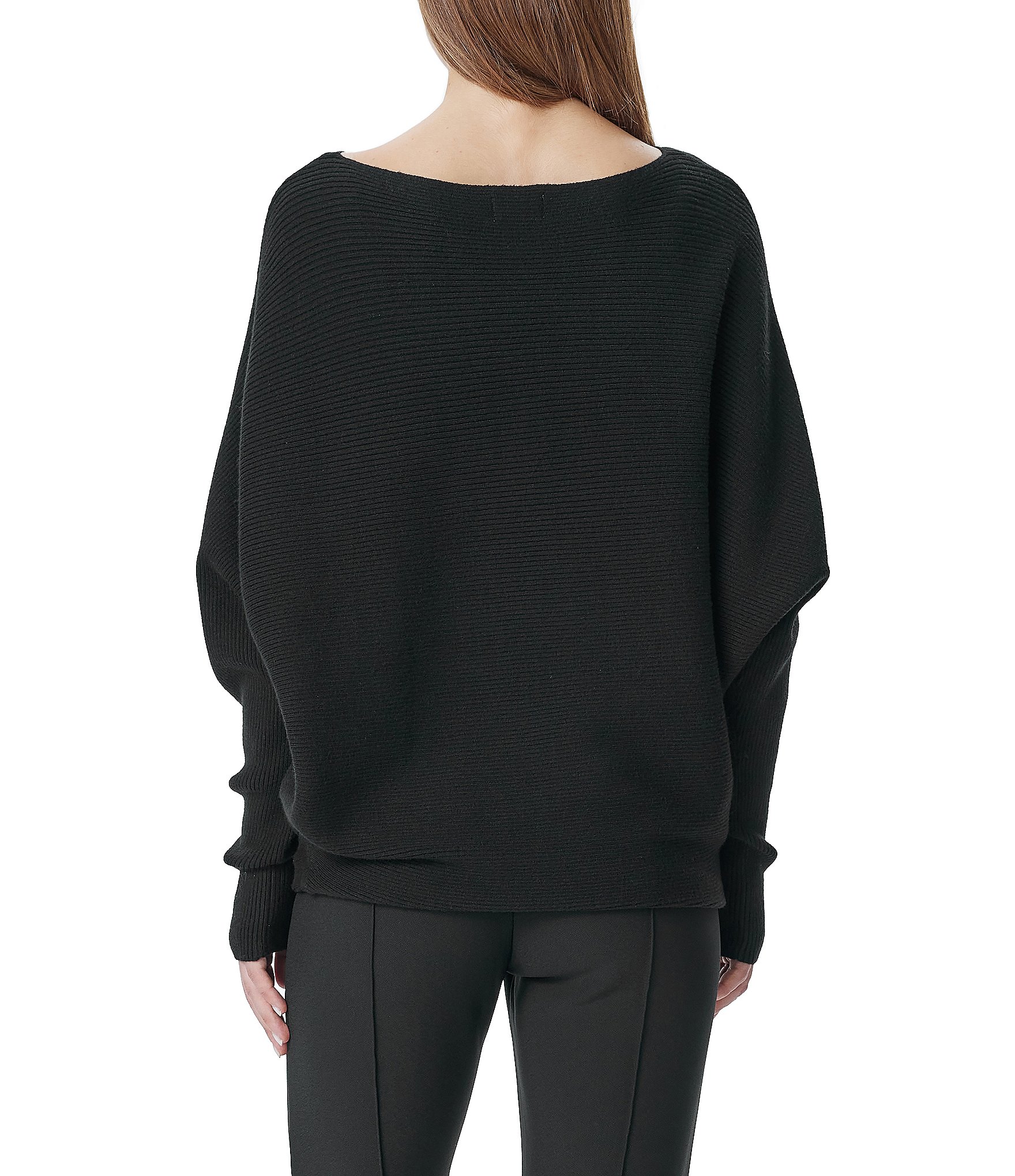 Greige Boat Neck Long Dolman Sleeve Sweater