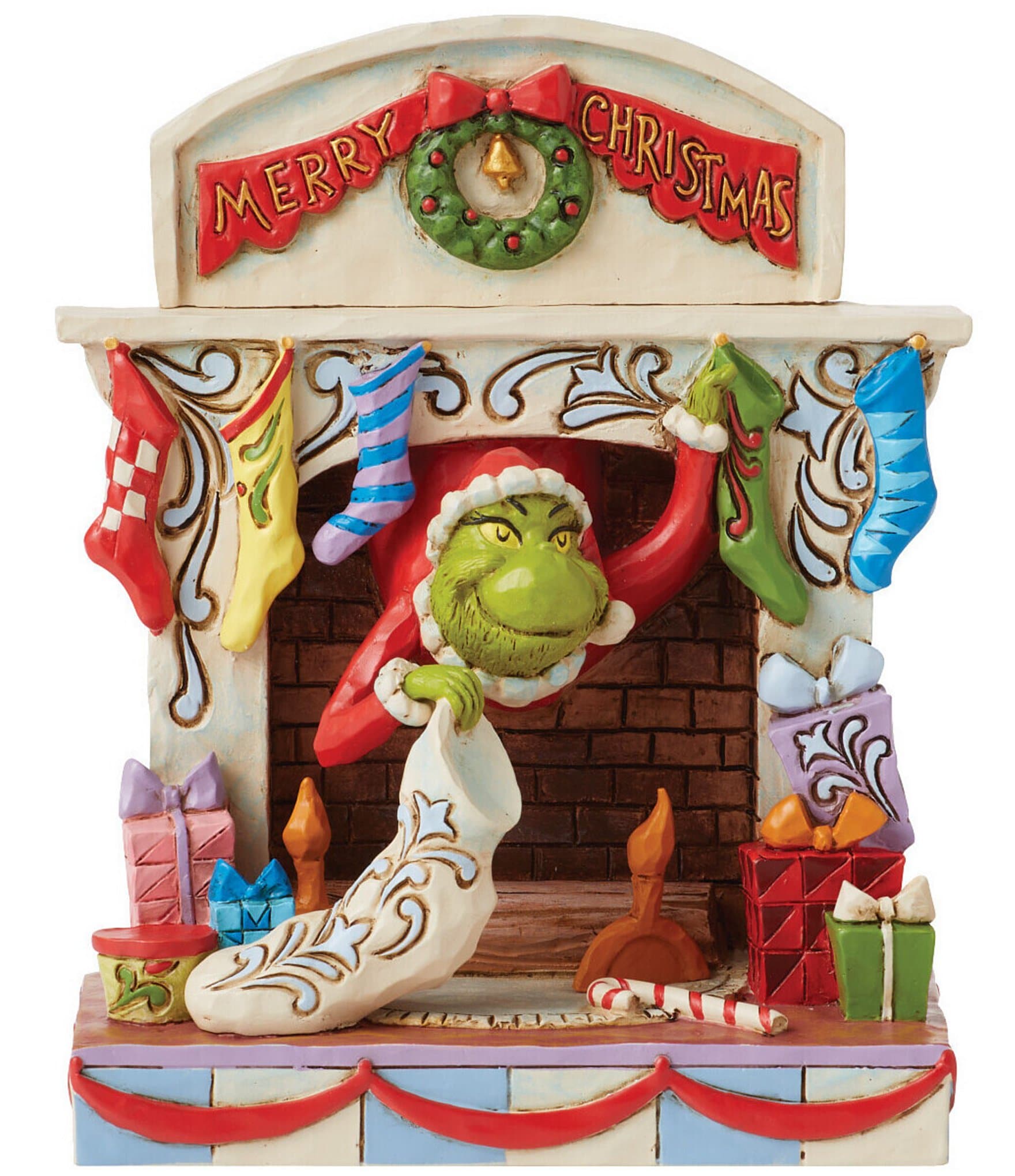 Grinch by Jim Shore Grinch Peeking Out of Fireplace Figurine Dillard's