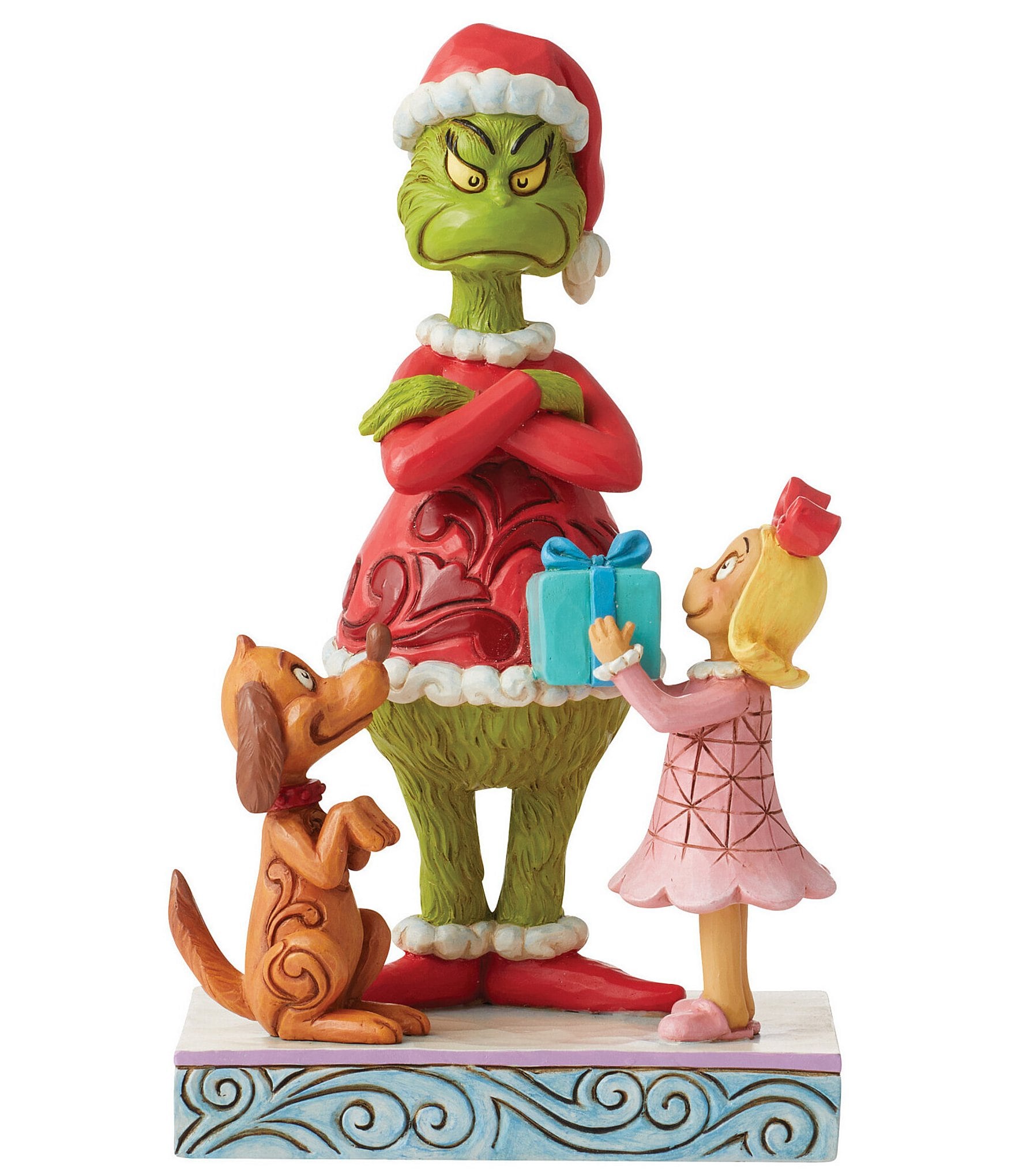 Grinch by Jim Shore Max and Cindy Lou Giving Gift to Grinch Figurine