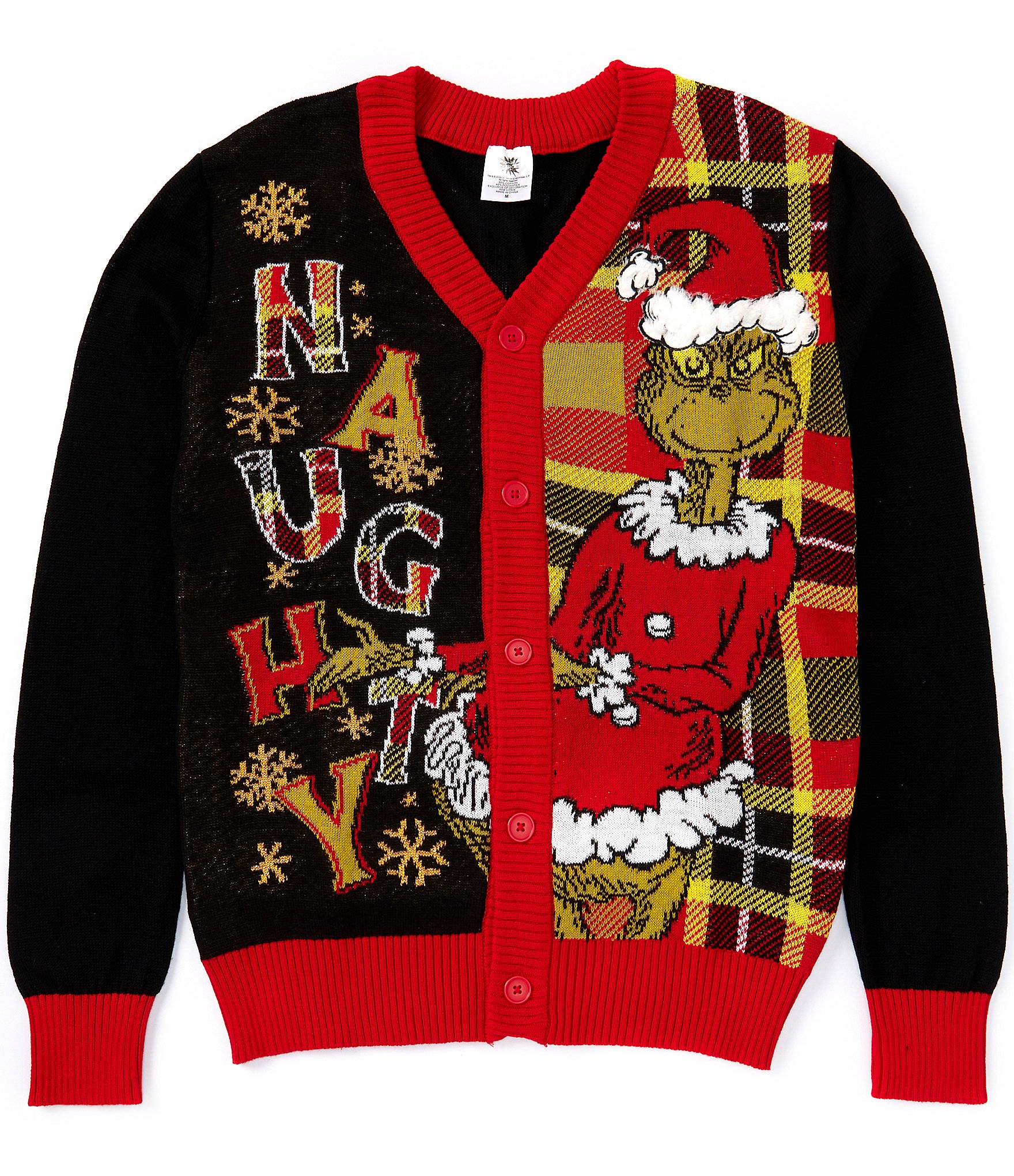 Grinch Long Sleeve Naughty Grinch Ugly Christmas Cardigan Sweater 2XL