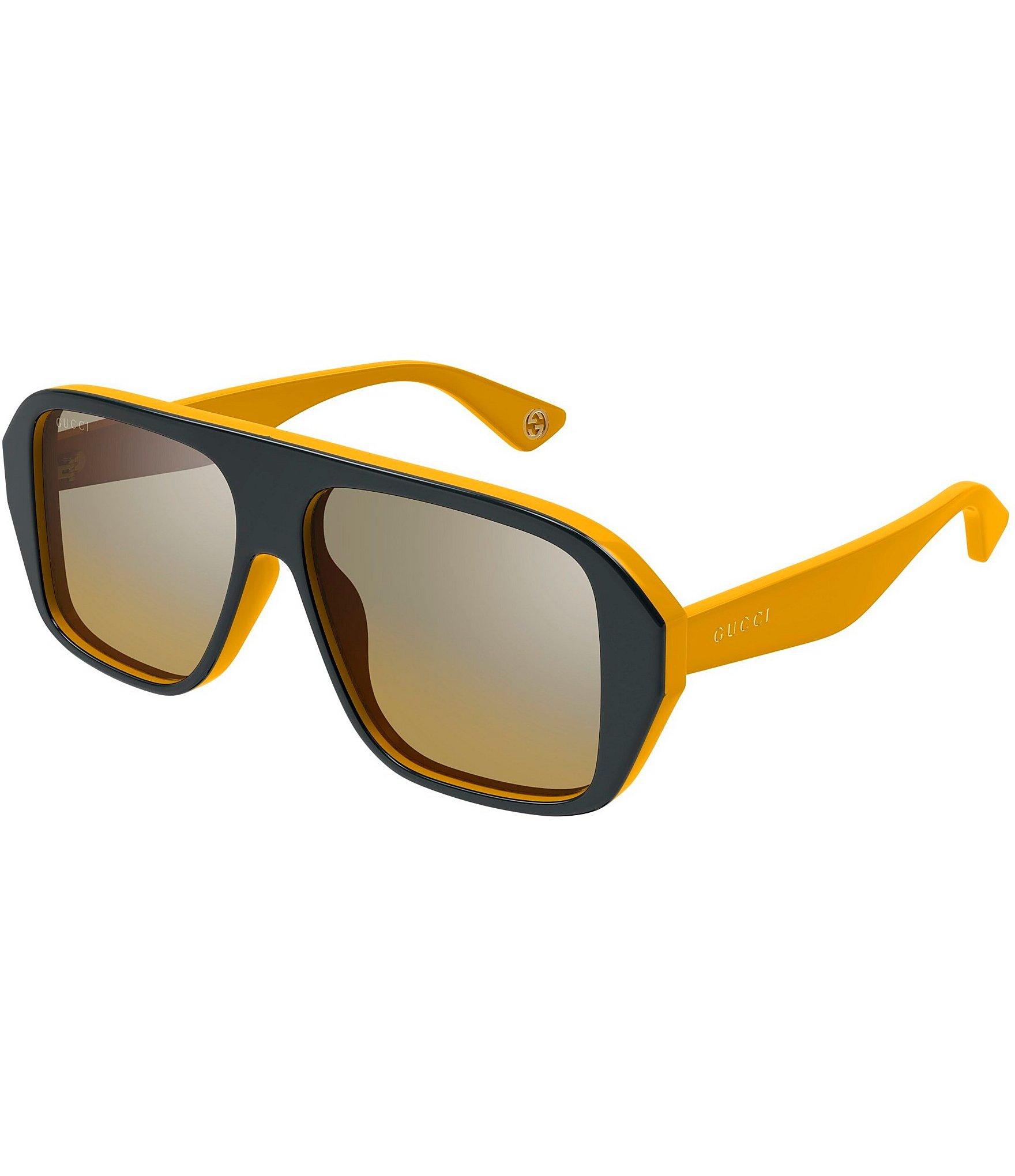 Gucci aviator sunglasses yellow best sale