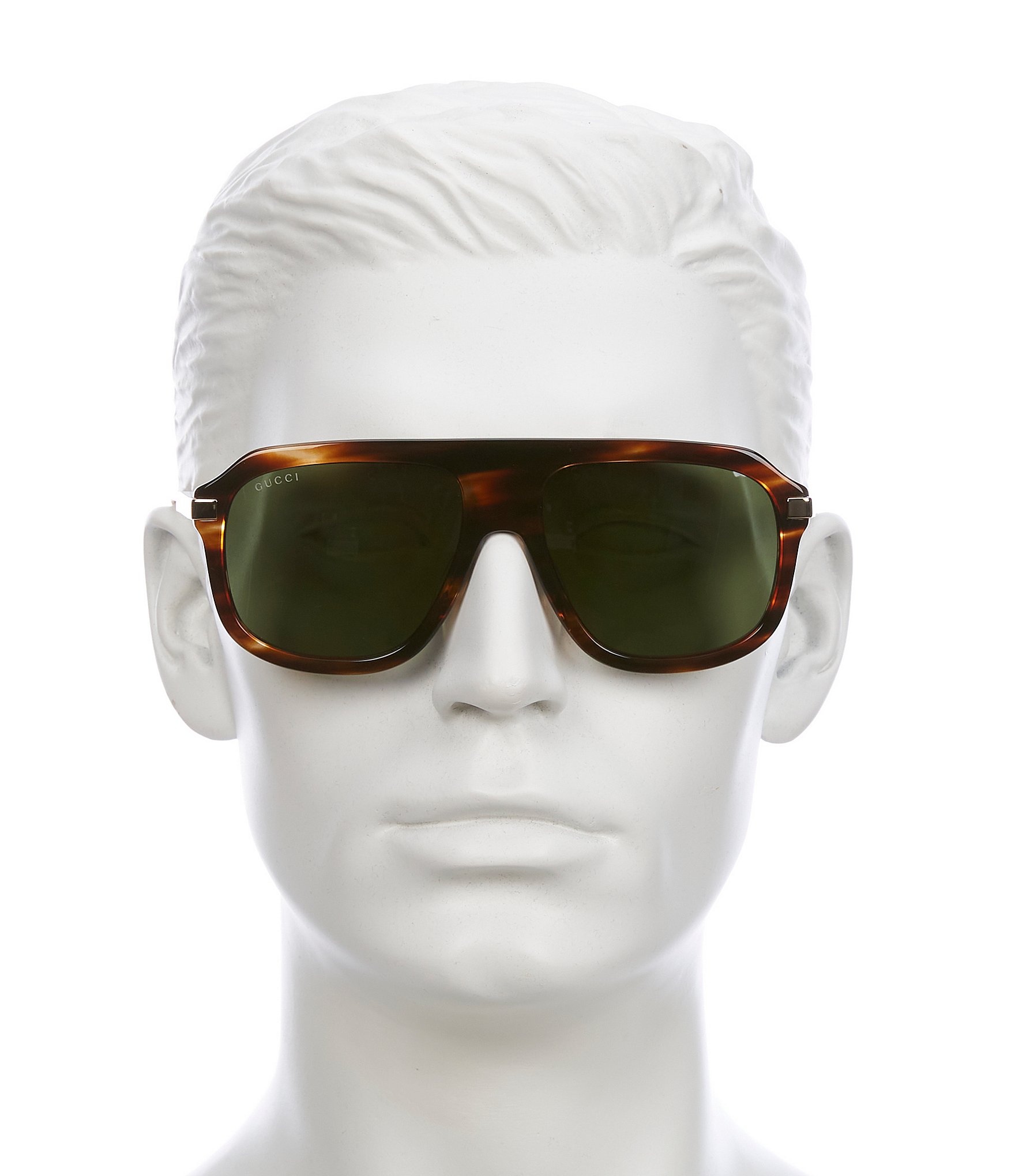 Gucci Men's Back to Web 57mm Havana Shield Sunglasses