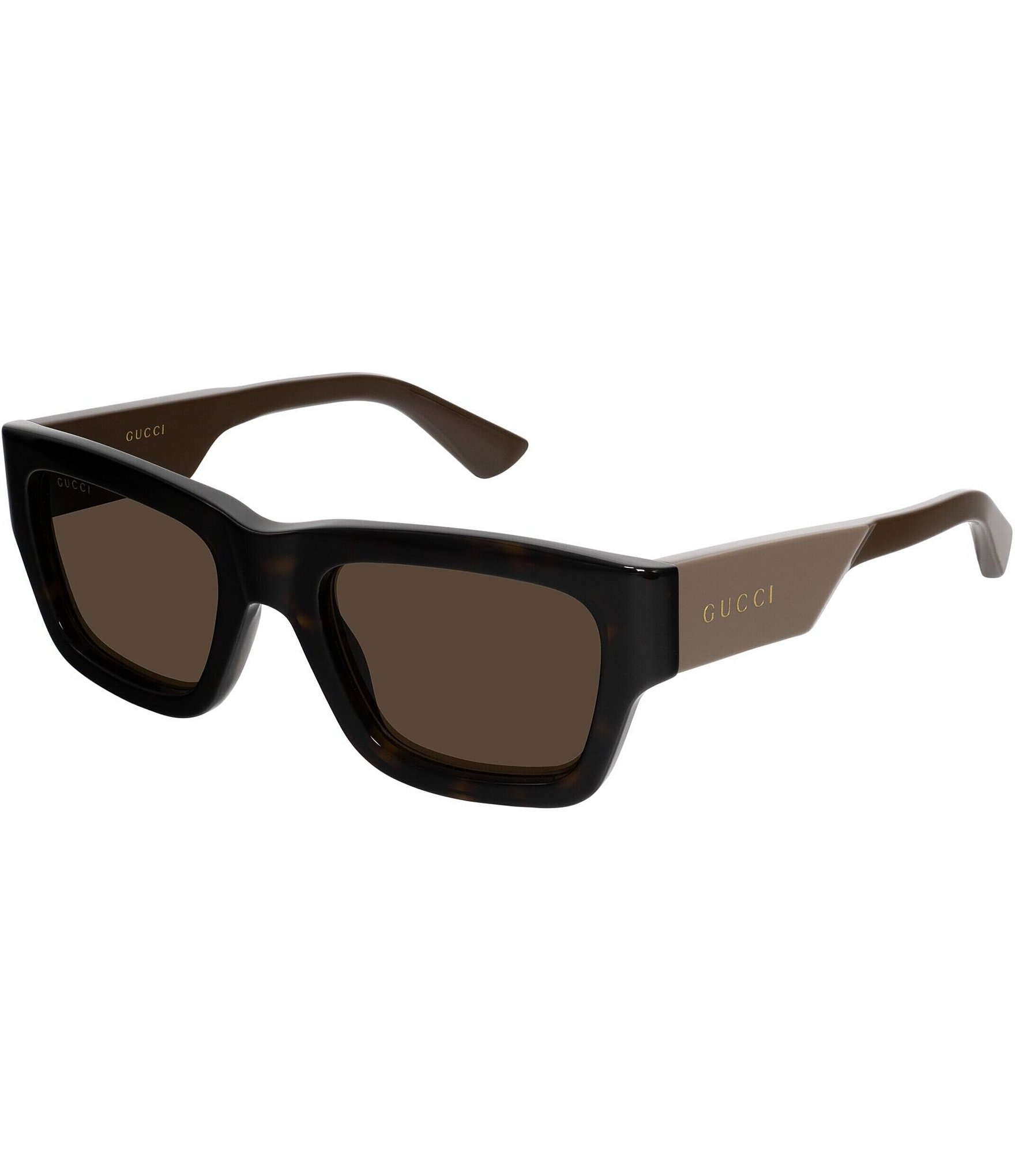 Gucci Men s Oblique 52mm Havana Square Sunglasses The Shops at Willow Bend