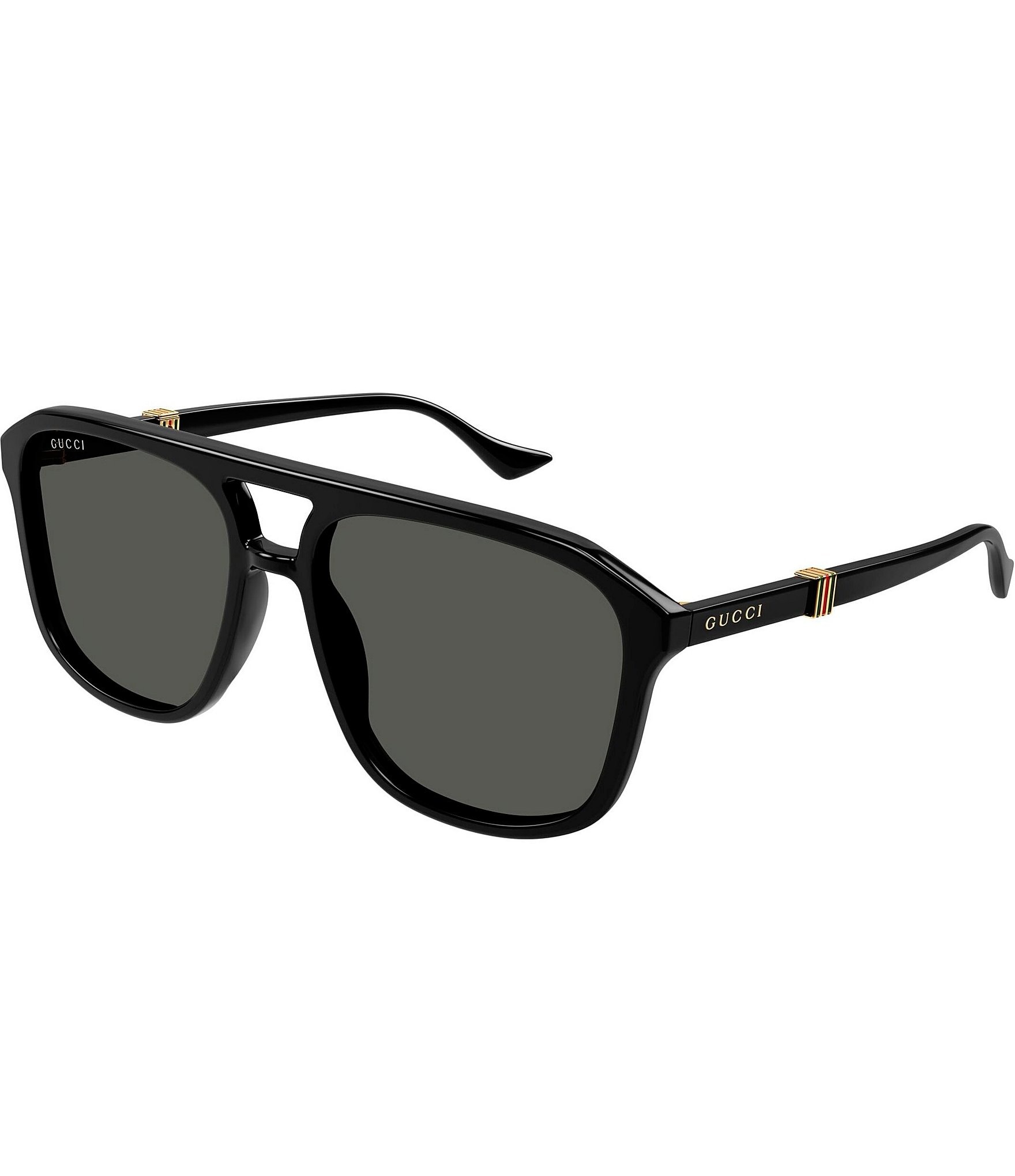 Gucci Men's Running Web 57mm Aviator Sunglasses