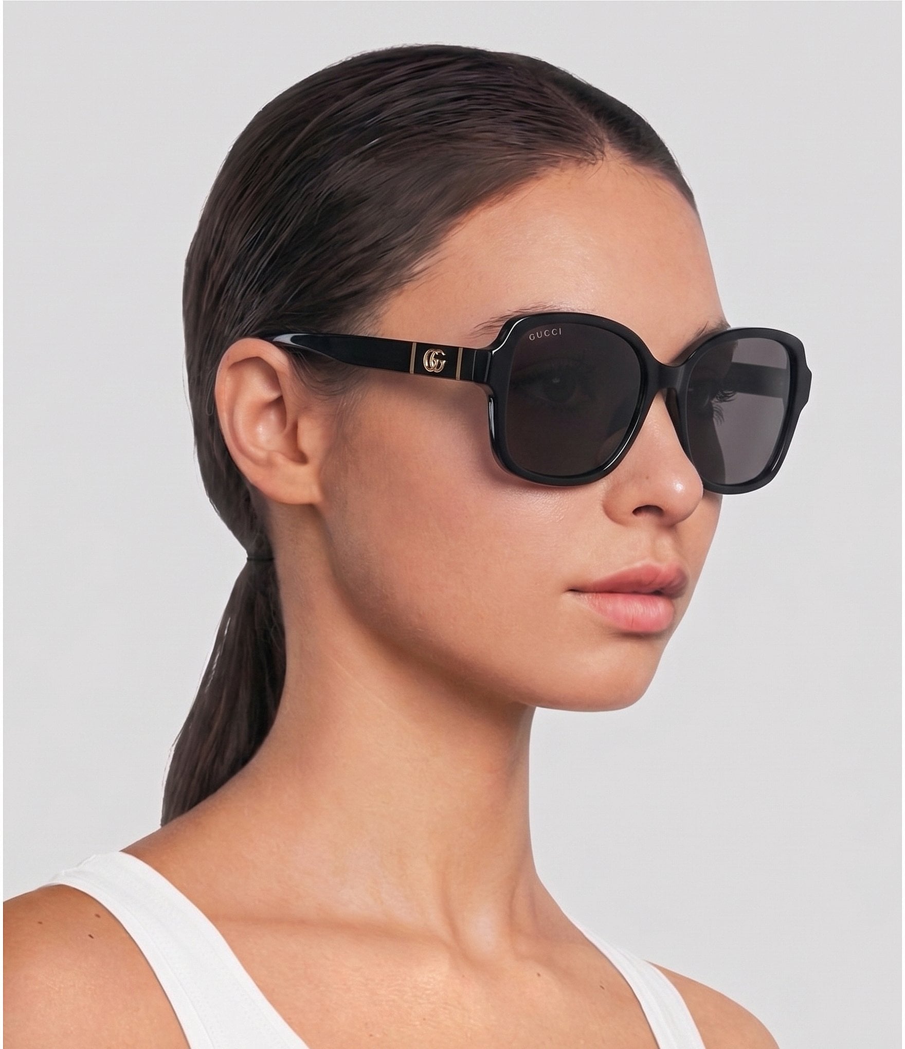 Gucci Women's Black Rectangular Sunglasses
