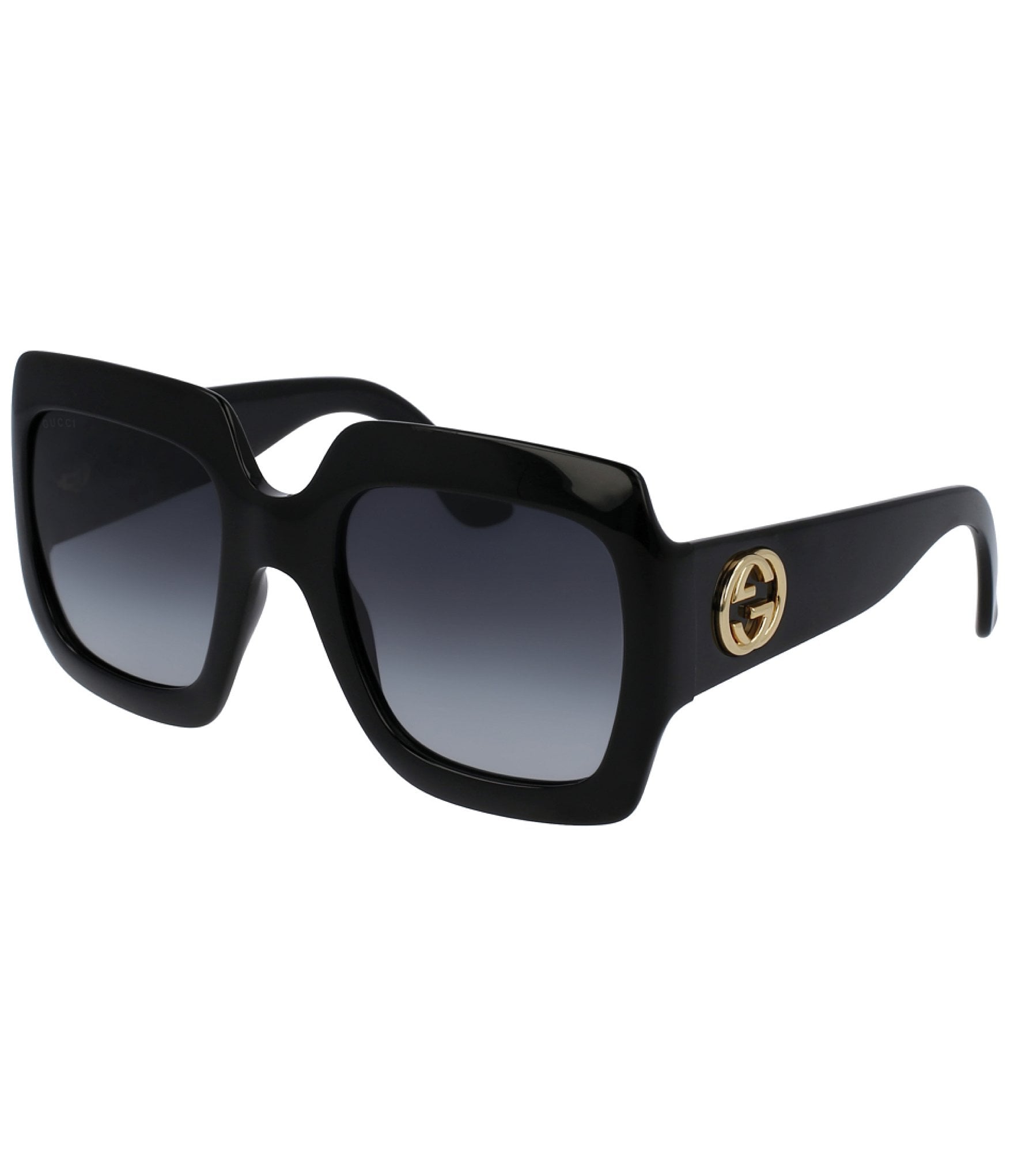 Square-frame sunglasses in gold metal and grey | GUCCI® US