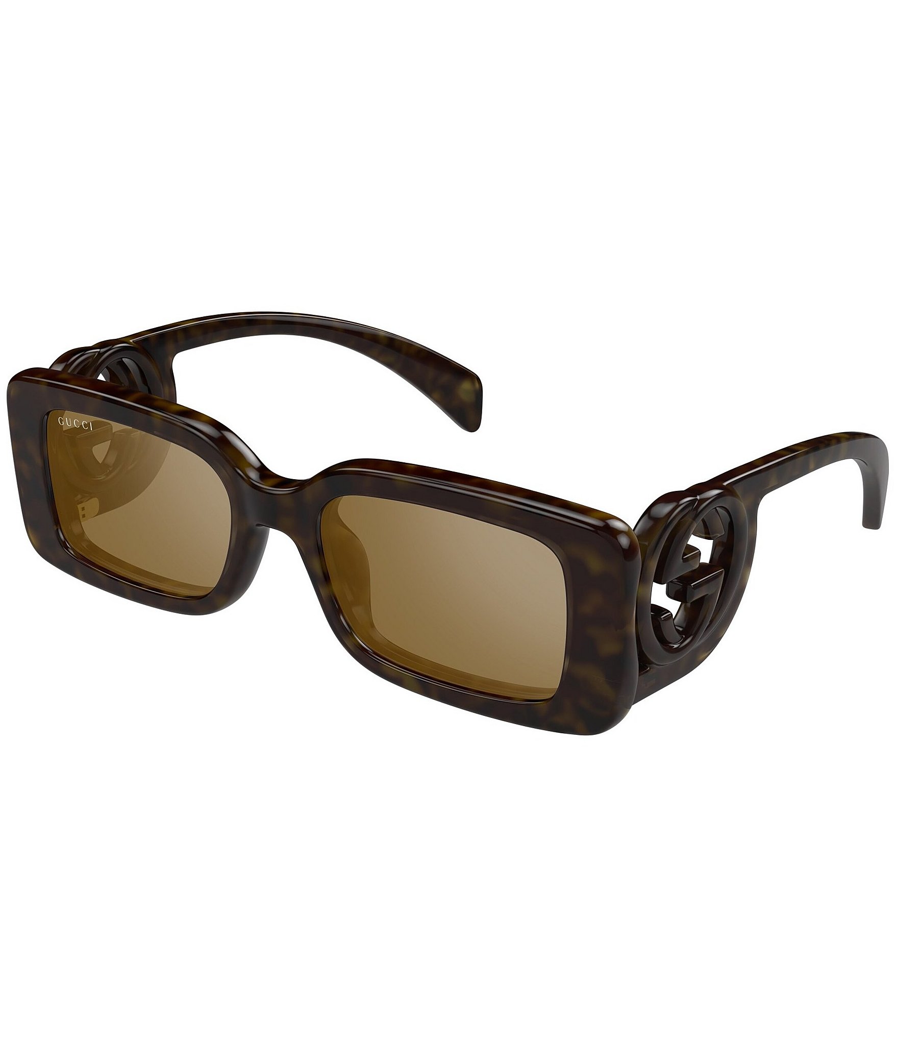 サングラス GUCCI RECTANGULAR HAVANA SUNGLASSES Gucci Women's Chaise Lounge 54mm Havana Rectangle Flash