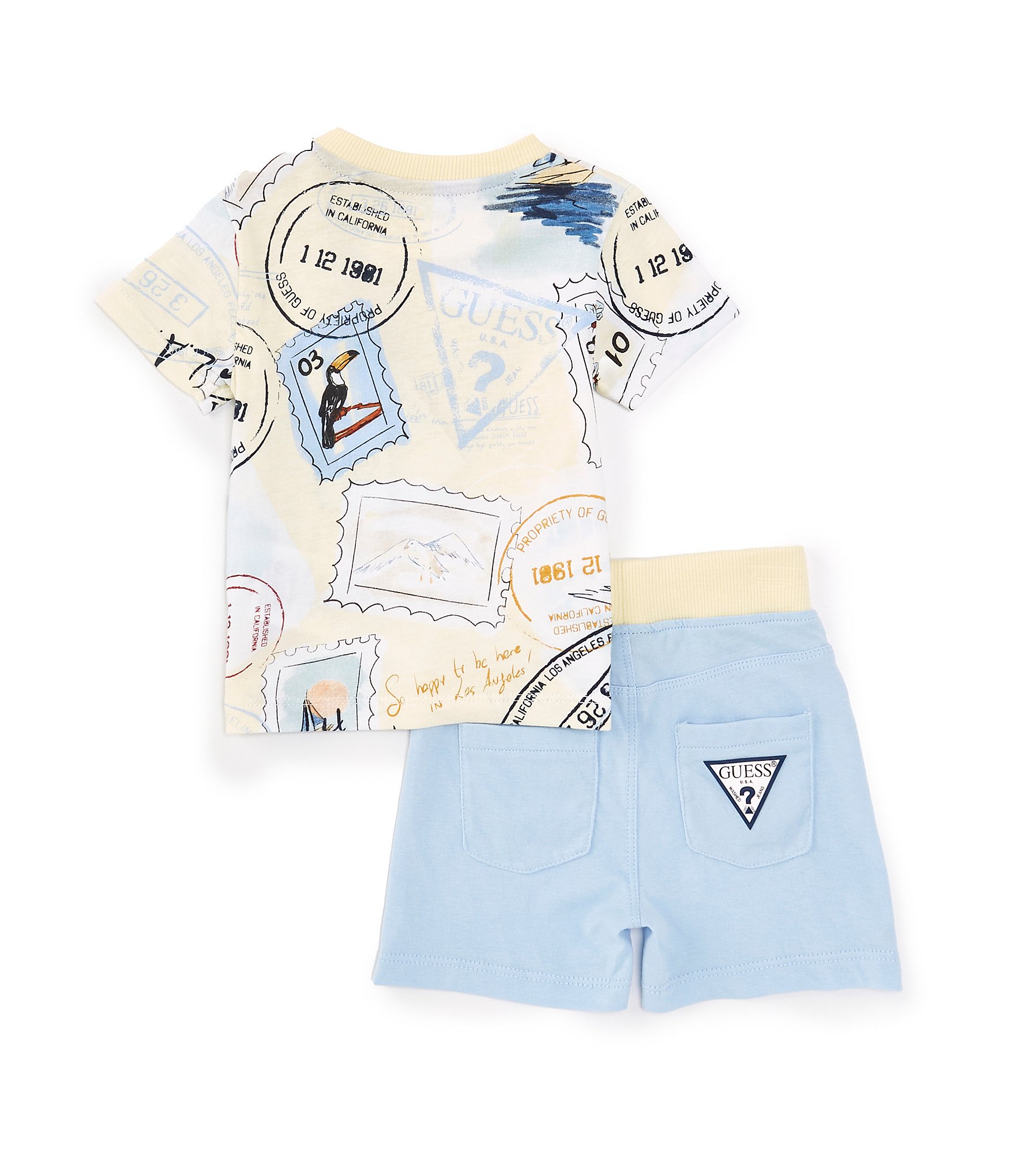 Guess Baby Boys 3-24 Months Short Sleeve Printed T-Shirt & Contrast Waistband Shorts Set