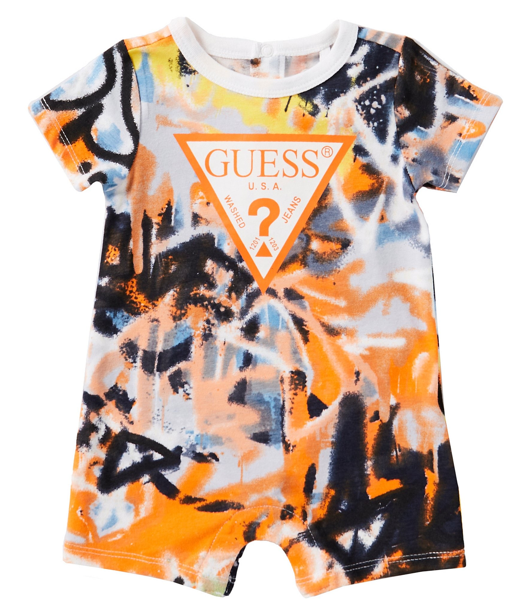 Guess Baby Boys Newborn-12 Months Short-Sleeve Graffiti-Printed Jersey Shortall