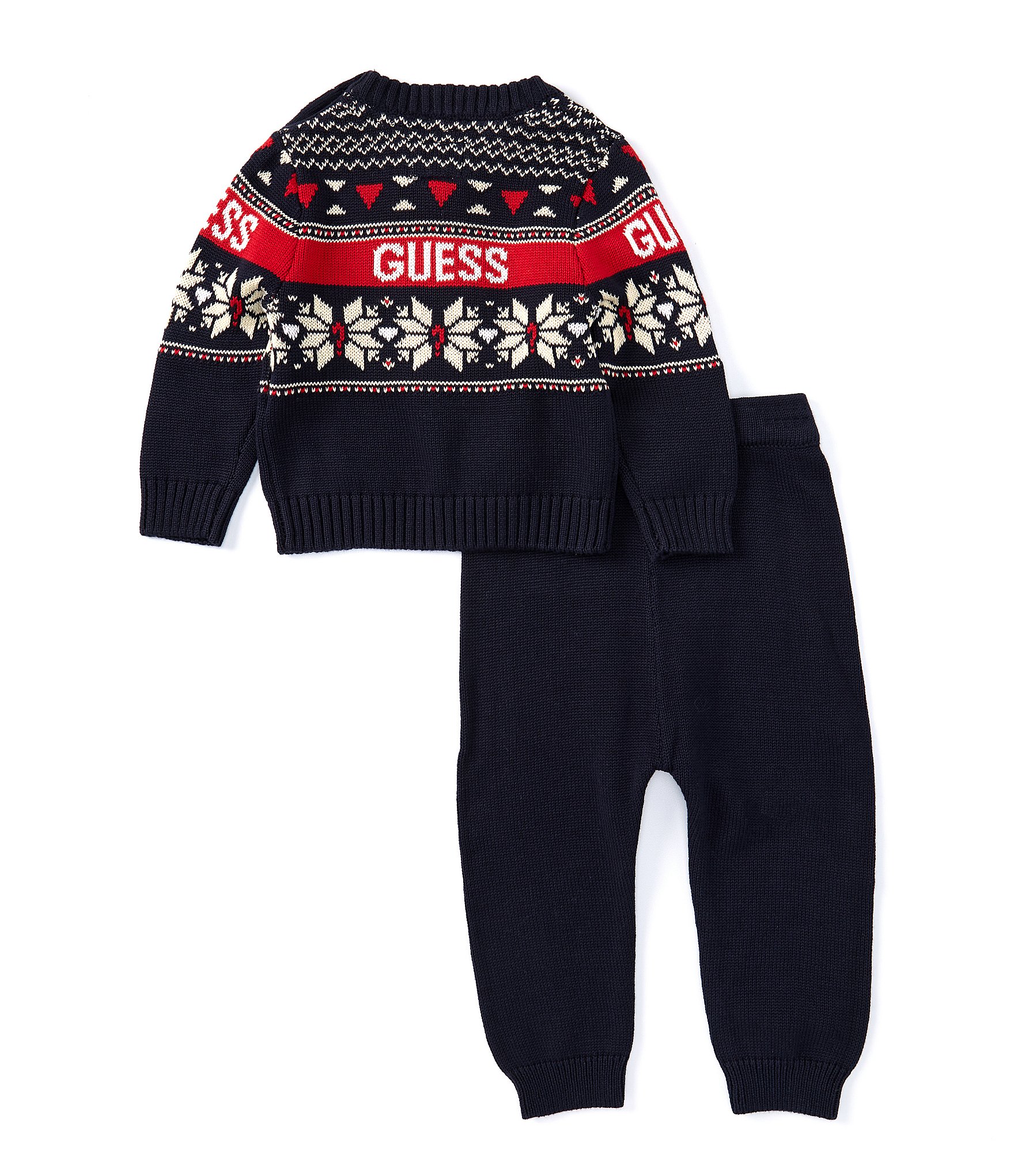 Guess Baby Boys Newborn-24 Months Long-Sleeve Fairisle Sweater & Solid Sweater Pant Set