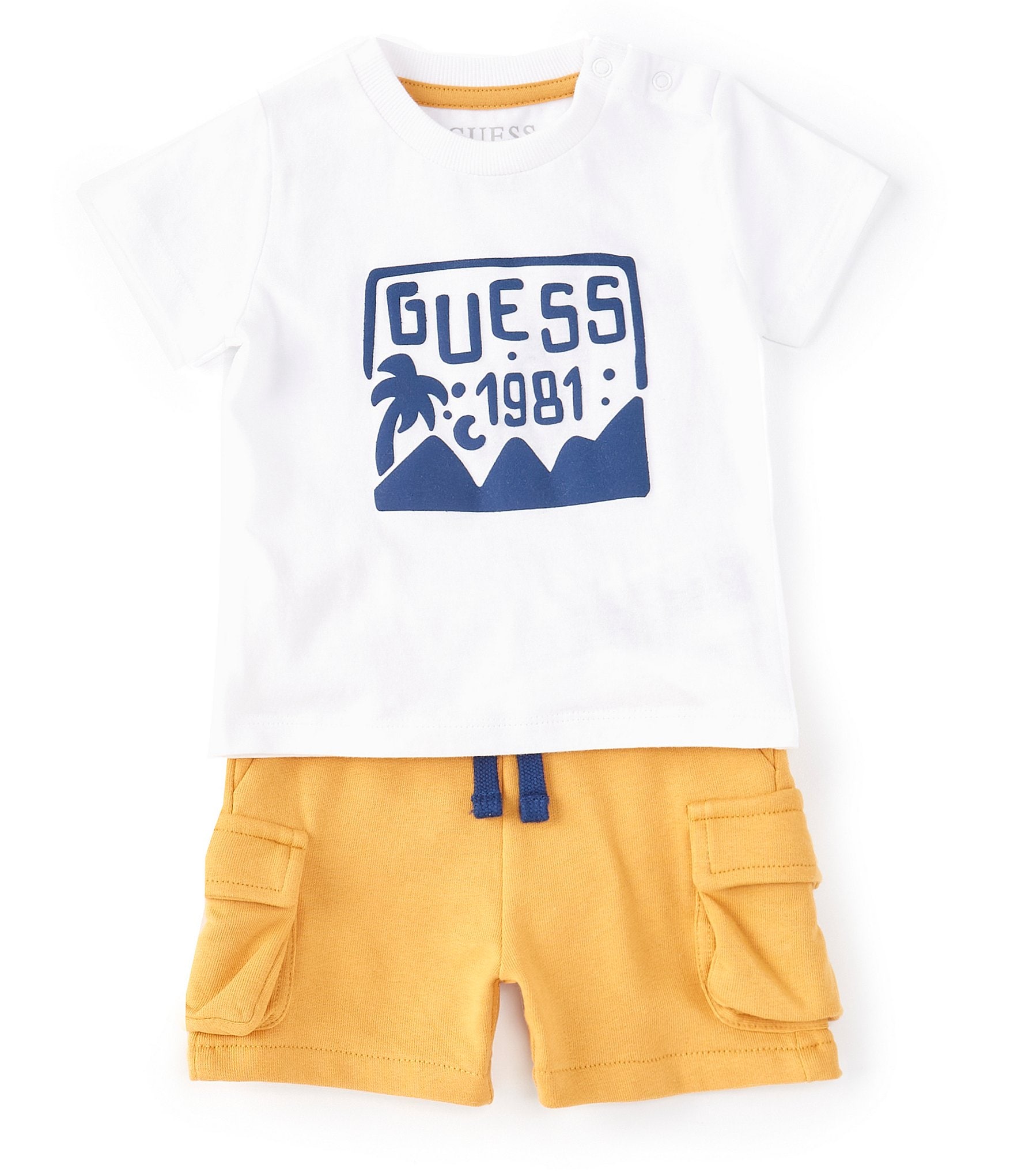Guess Baby Boys Newborn-24 Months Short-Sleeve Guess Logo Graphic Jersey Tee & French Terry Cargo Shorts Dillard's