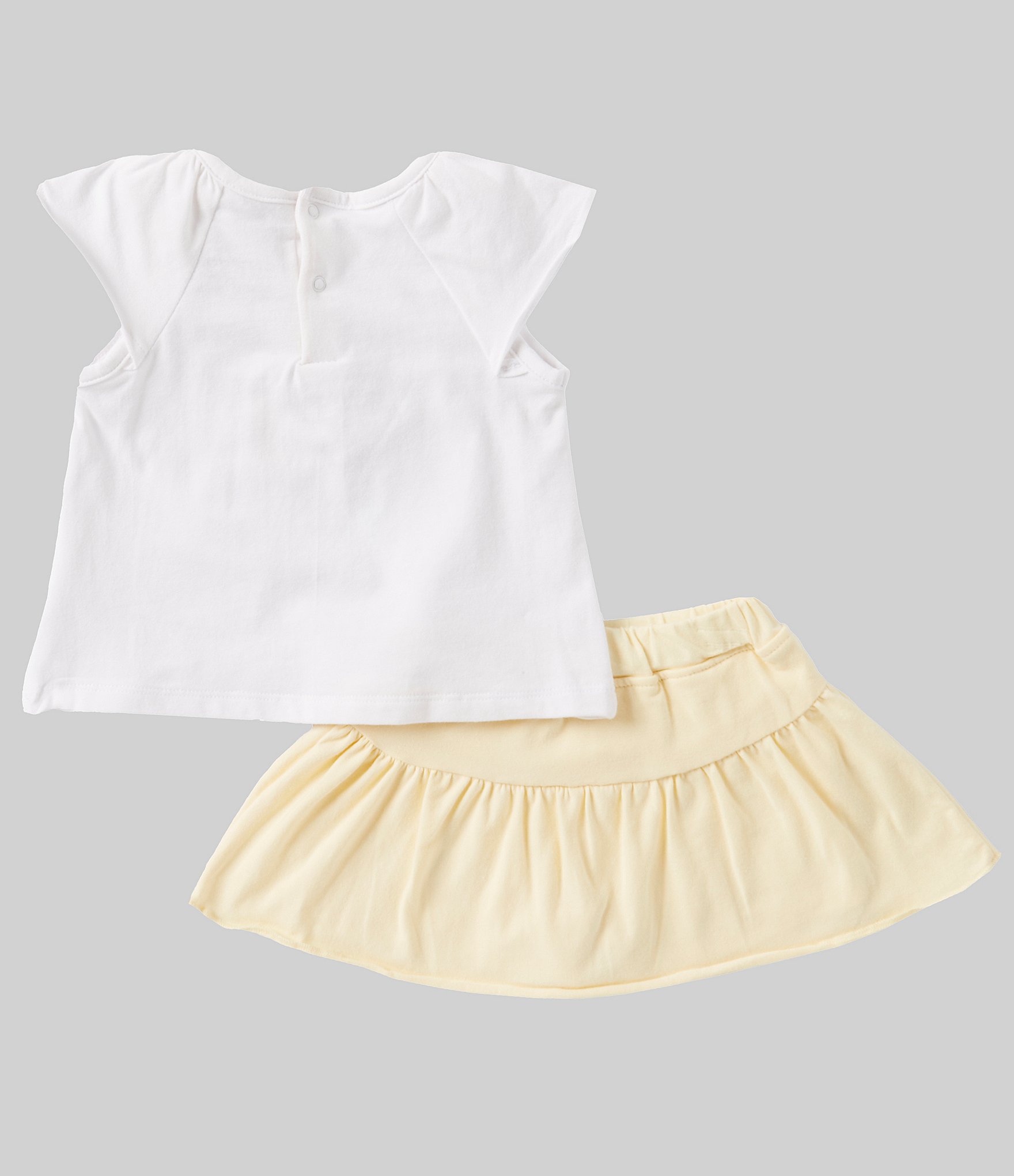 Guess Baby Girls 3-24 Months Short-Sleeve Puff-Printed Logo Jersey Top & Ruffled Jersey Skort Set