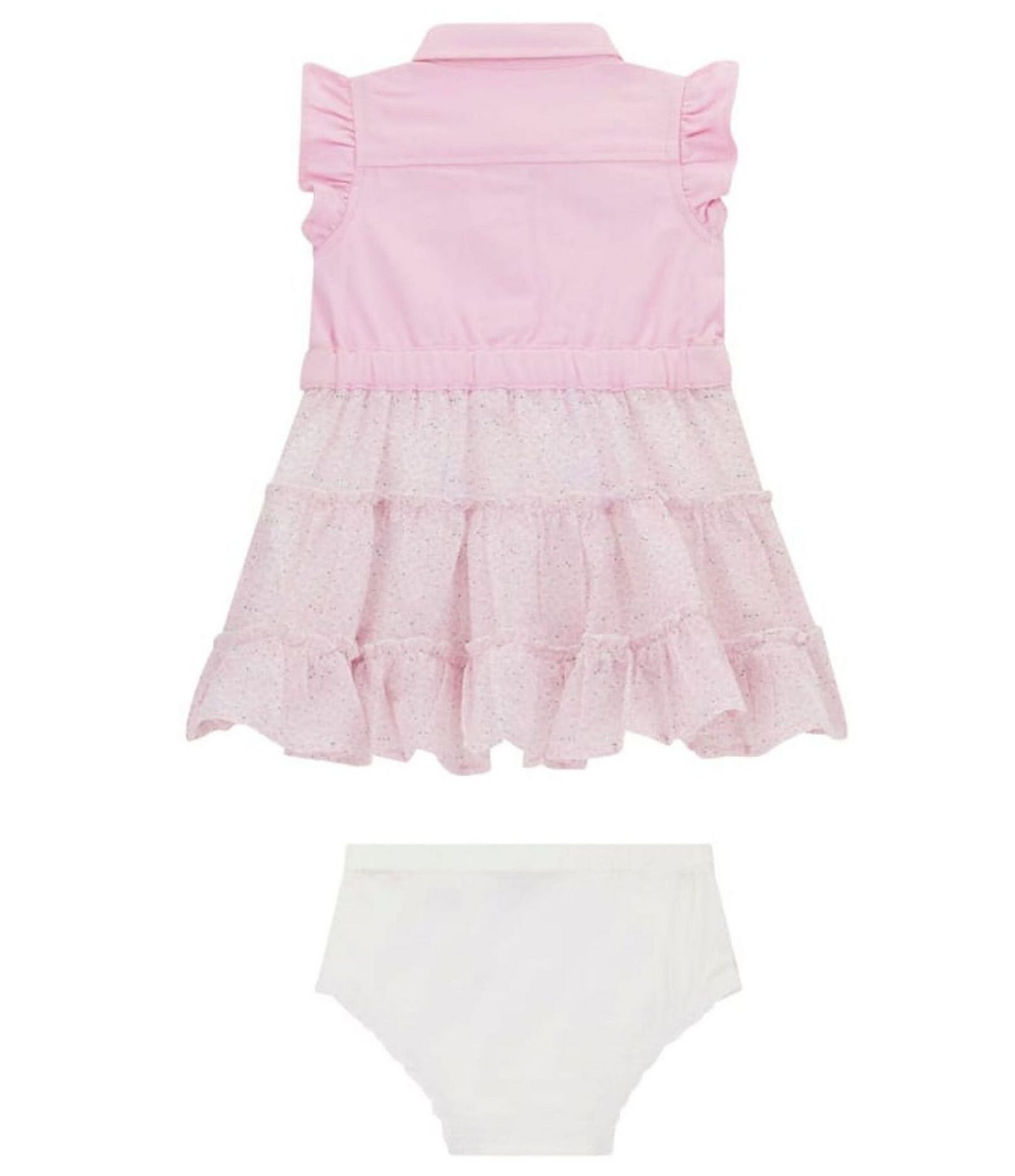 Guess Baby Girls Newborn-24 Months Flutter Short Sleeve Mixed Fiber Dress & Bloomer Set