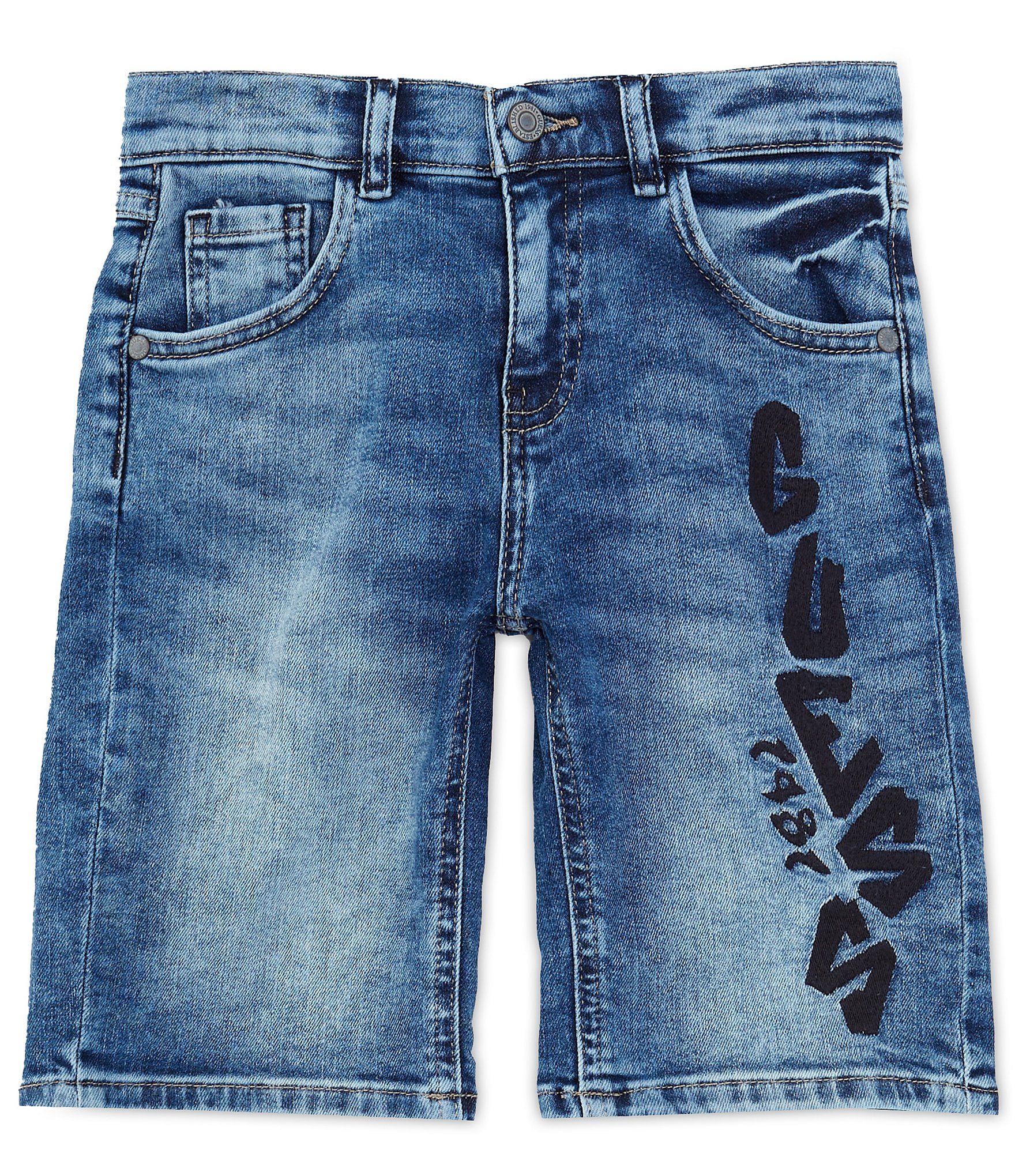 Guess Big Boys 8-18 Embroidered Graffiti Denim Shorts