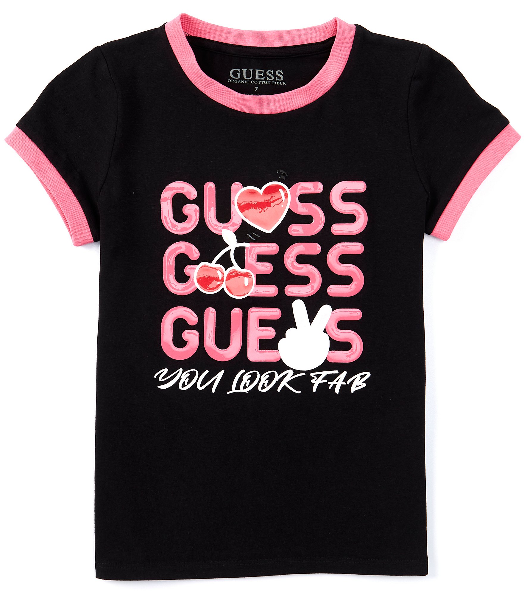 Guess Big Girls 7-16 Short Sleeve Gel Glossy Printed T-Shirt | Dillard's