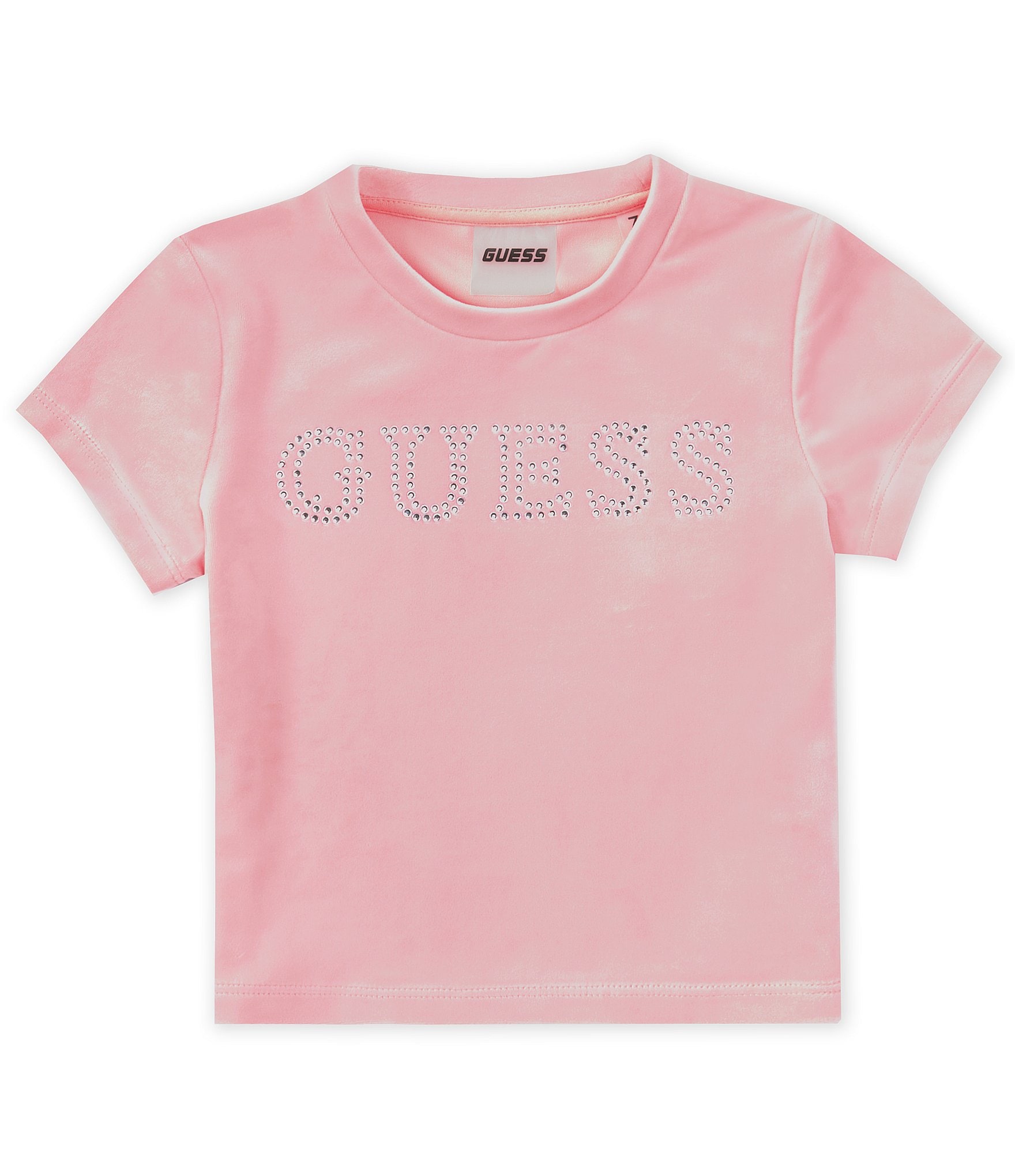 Guess Big Girls 7-16 Short-Sleeve Rhinestone-Embellished Logo T-Shirt ...