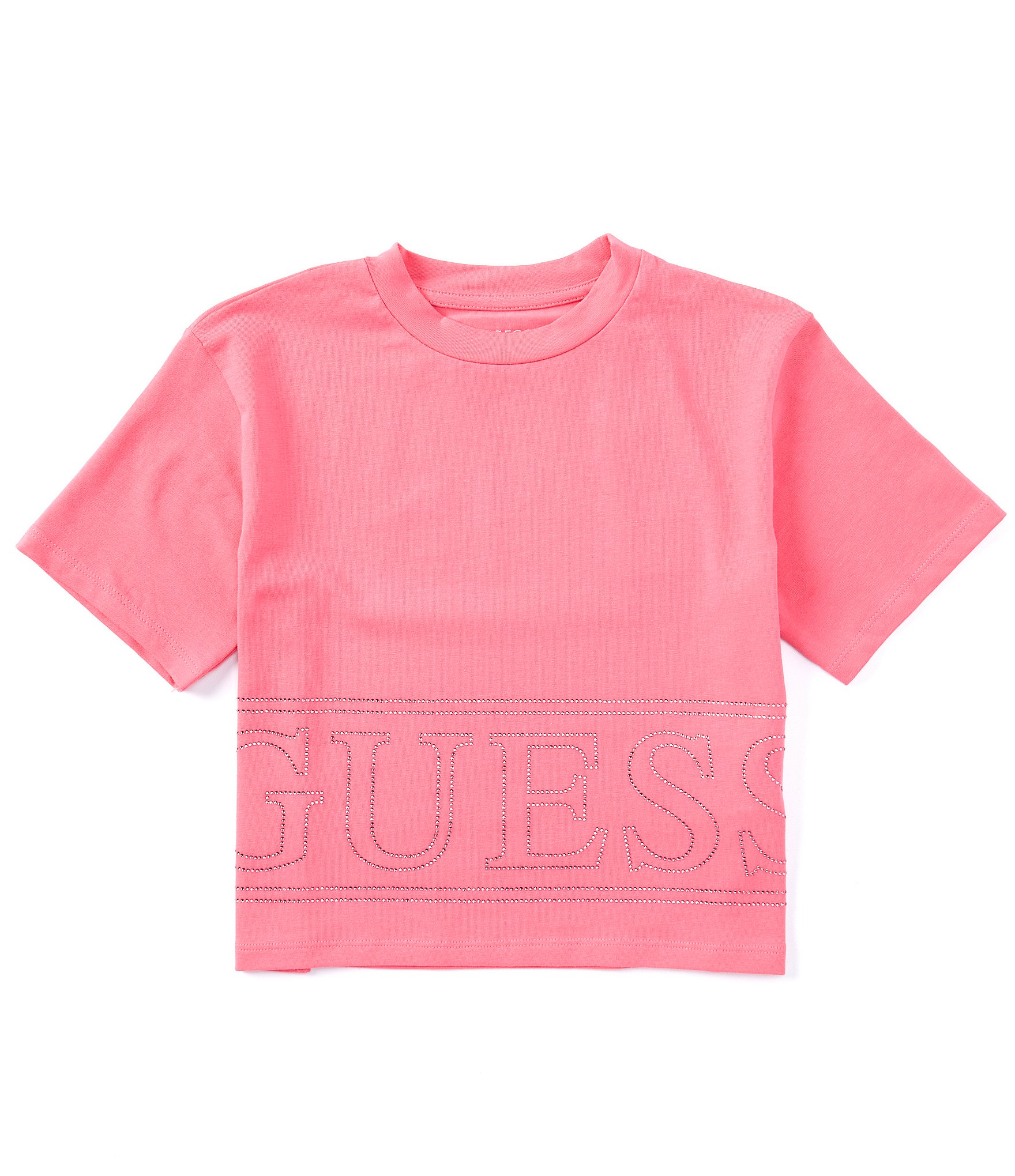 Guess Big Girls 7-16 Short Sleeve Rhinestone Logo T-Shirt