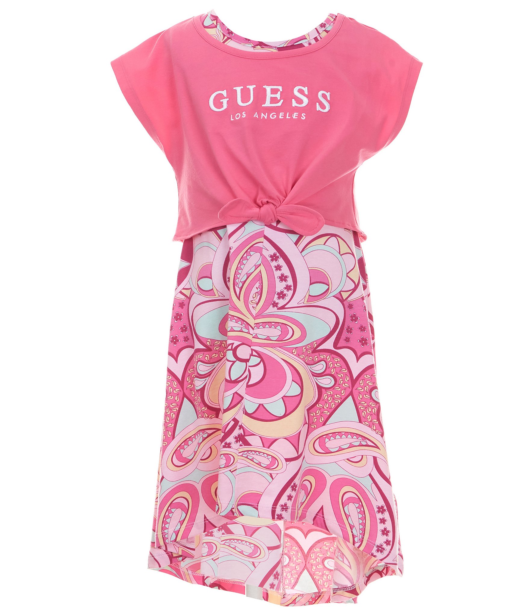 Guess Big Girls 7-16 Short Sleeve Stretch Jersey High-Low Dress