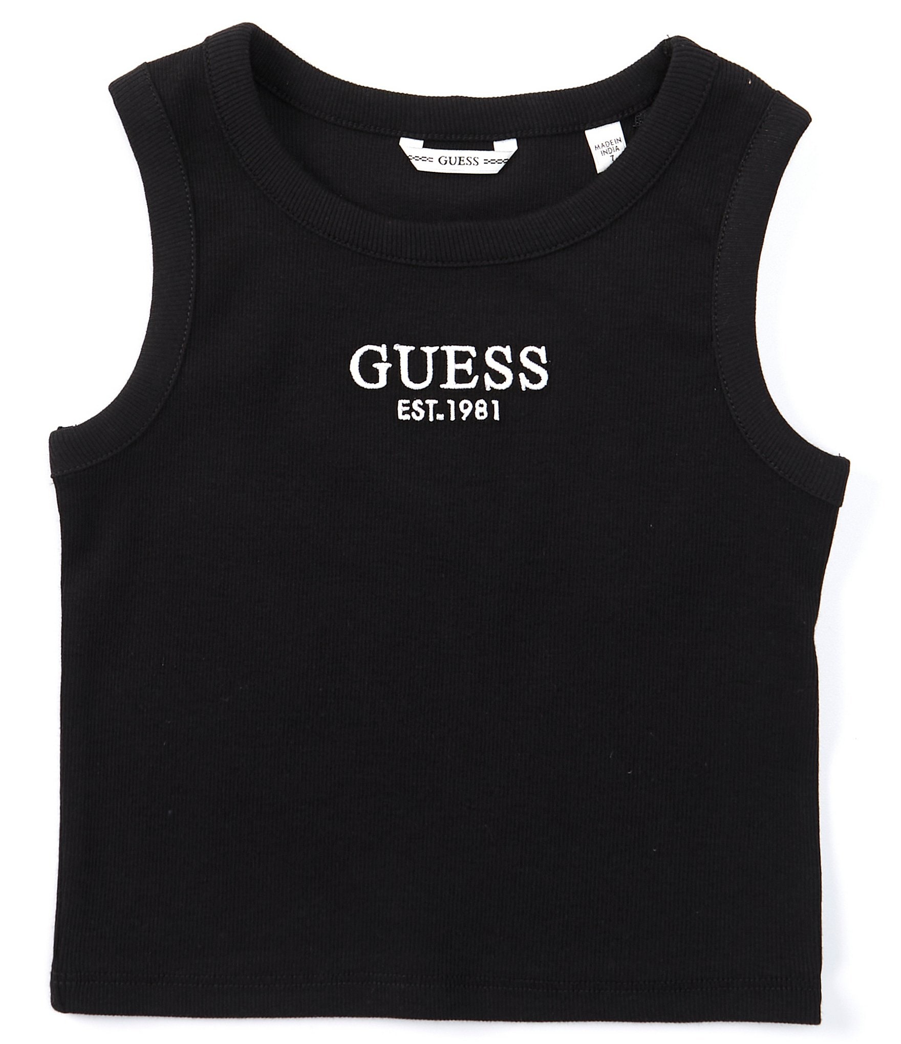 Guess Big Girls 7 16 Sleeveless Logo Rib Tank Top Dillard s