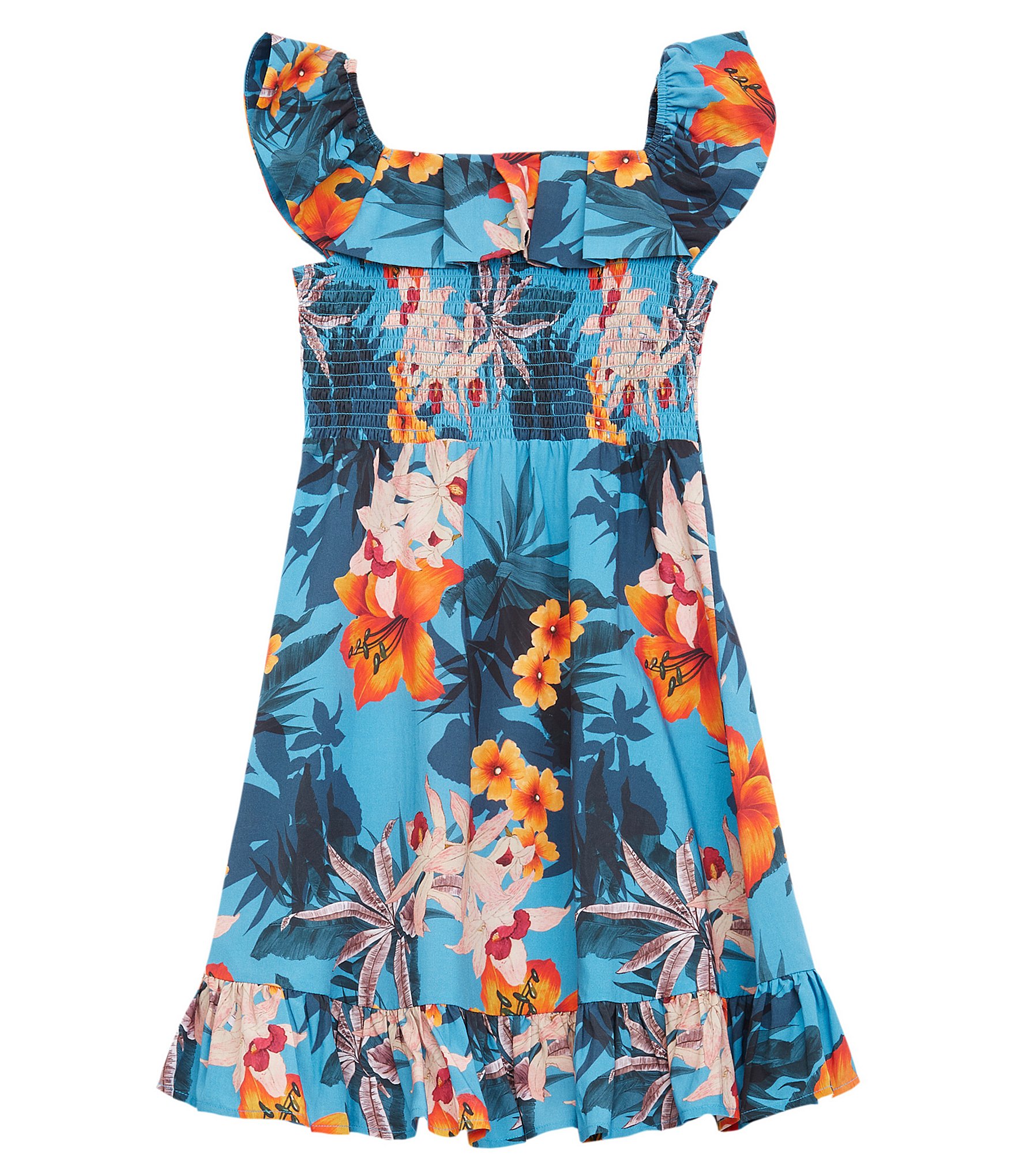 Guess Big Girls 7-16 Sleeveless Tropical Floral Poplin Dress