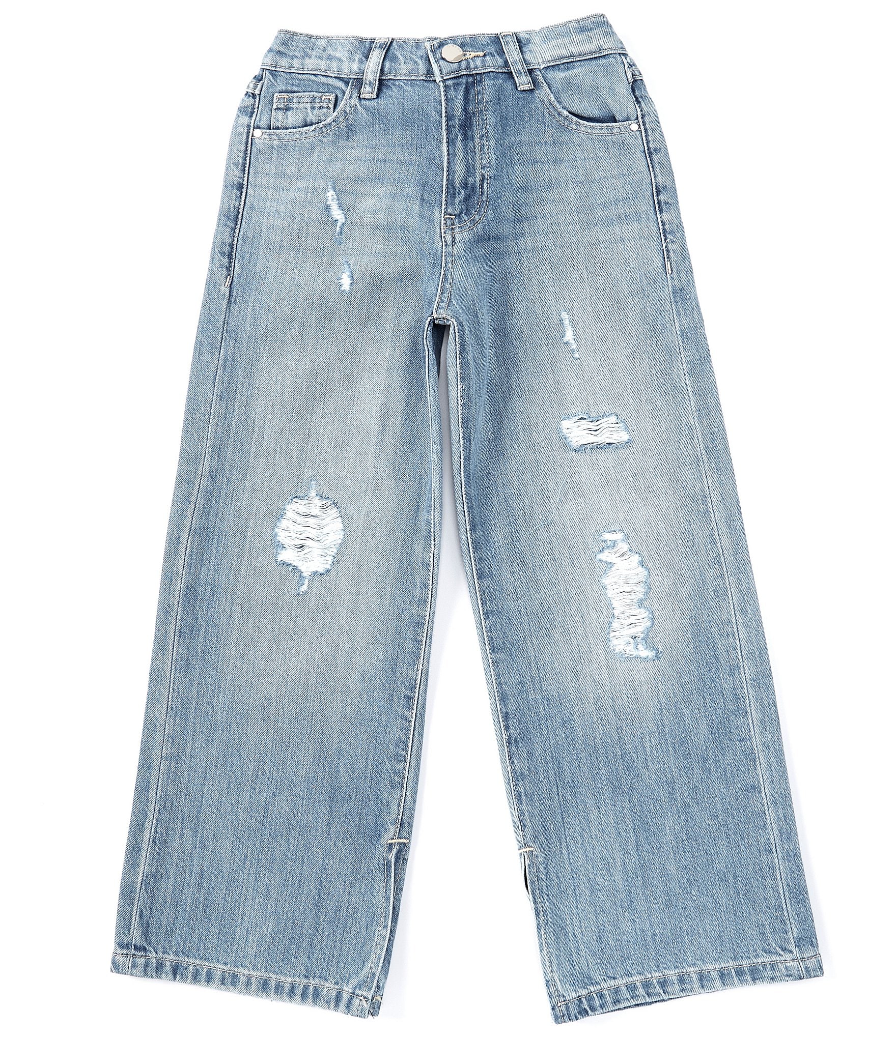 Guess Big Girls 7-16 Wide-Leg Destructed Jeans | Dillard's