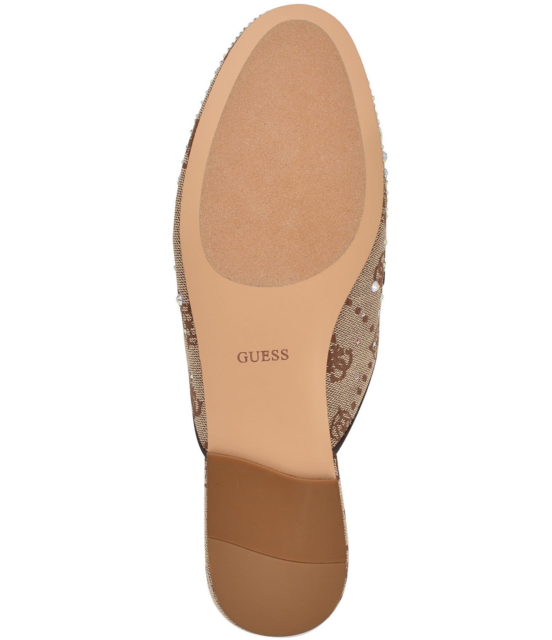 Guess Bommiyaa Logo Print Rhinestone Hardware Mules