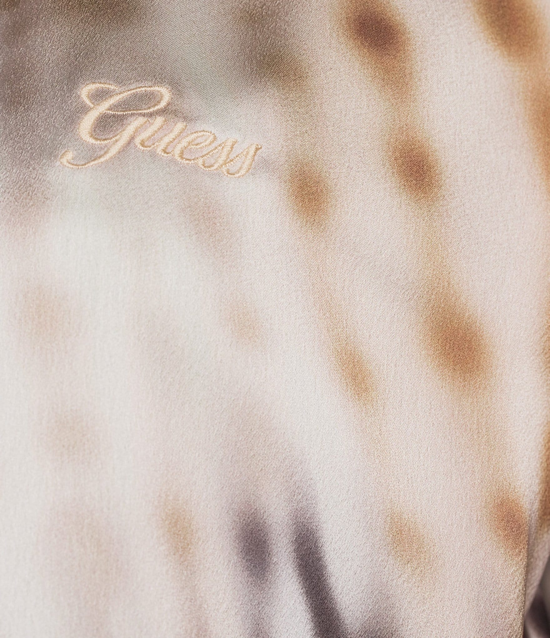 Guess Coordinating Satin Animal Print Long Sleeve Button Front Shirt