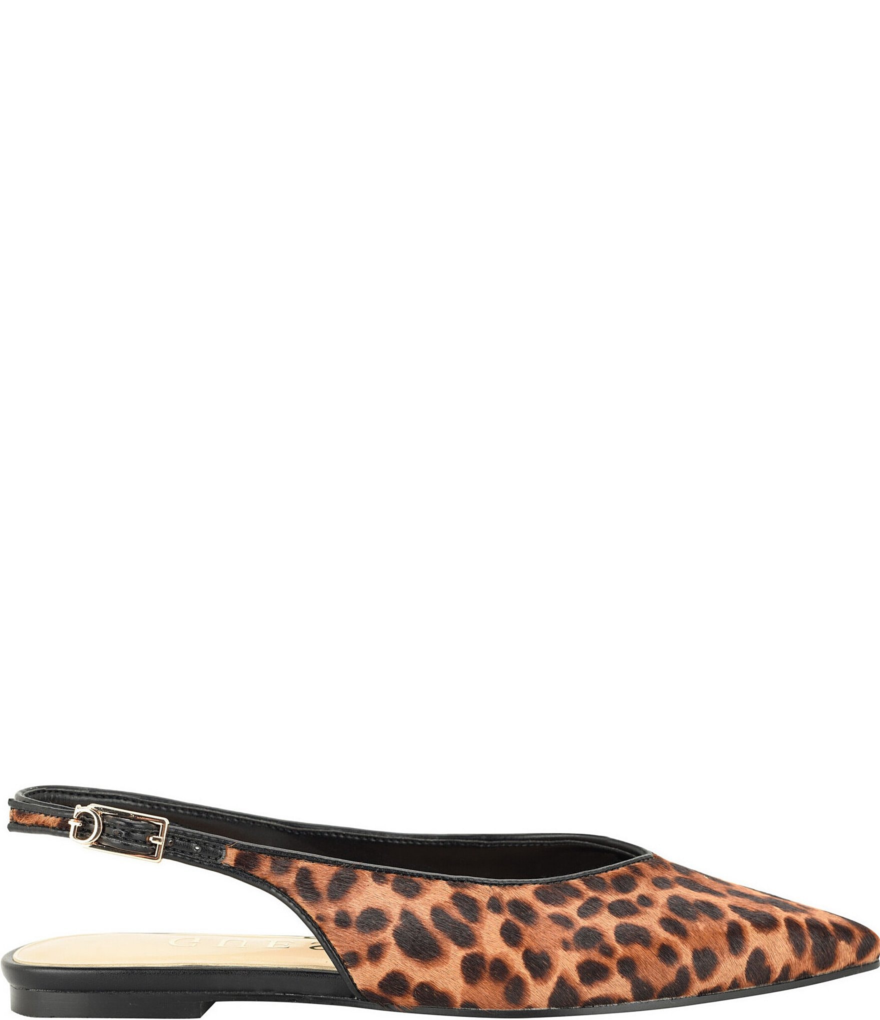 Guess Dorazio Leopard Print Calf Hair Slingback Flats
