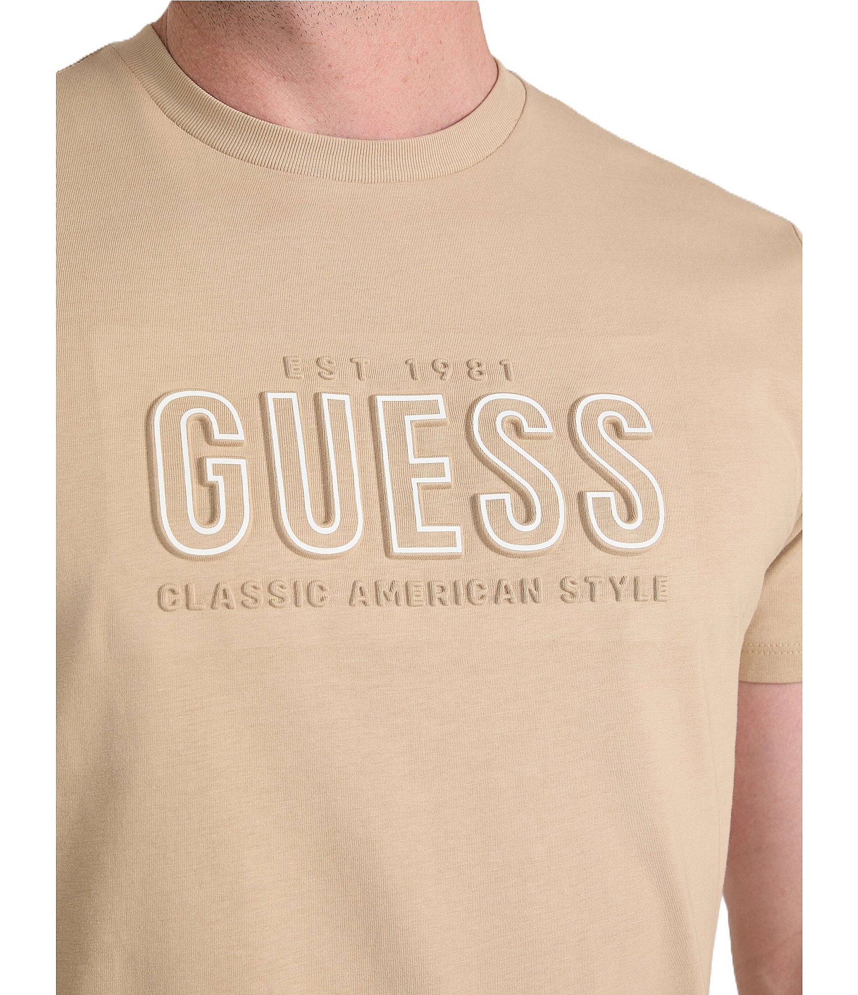 Guess Embossed Logo Short Sleeve T-Shirt