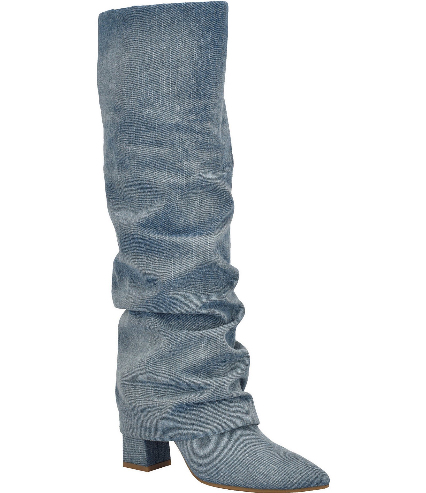 Guess Geima Denim Slouch Foldover Tall Boots