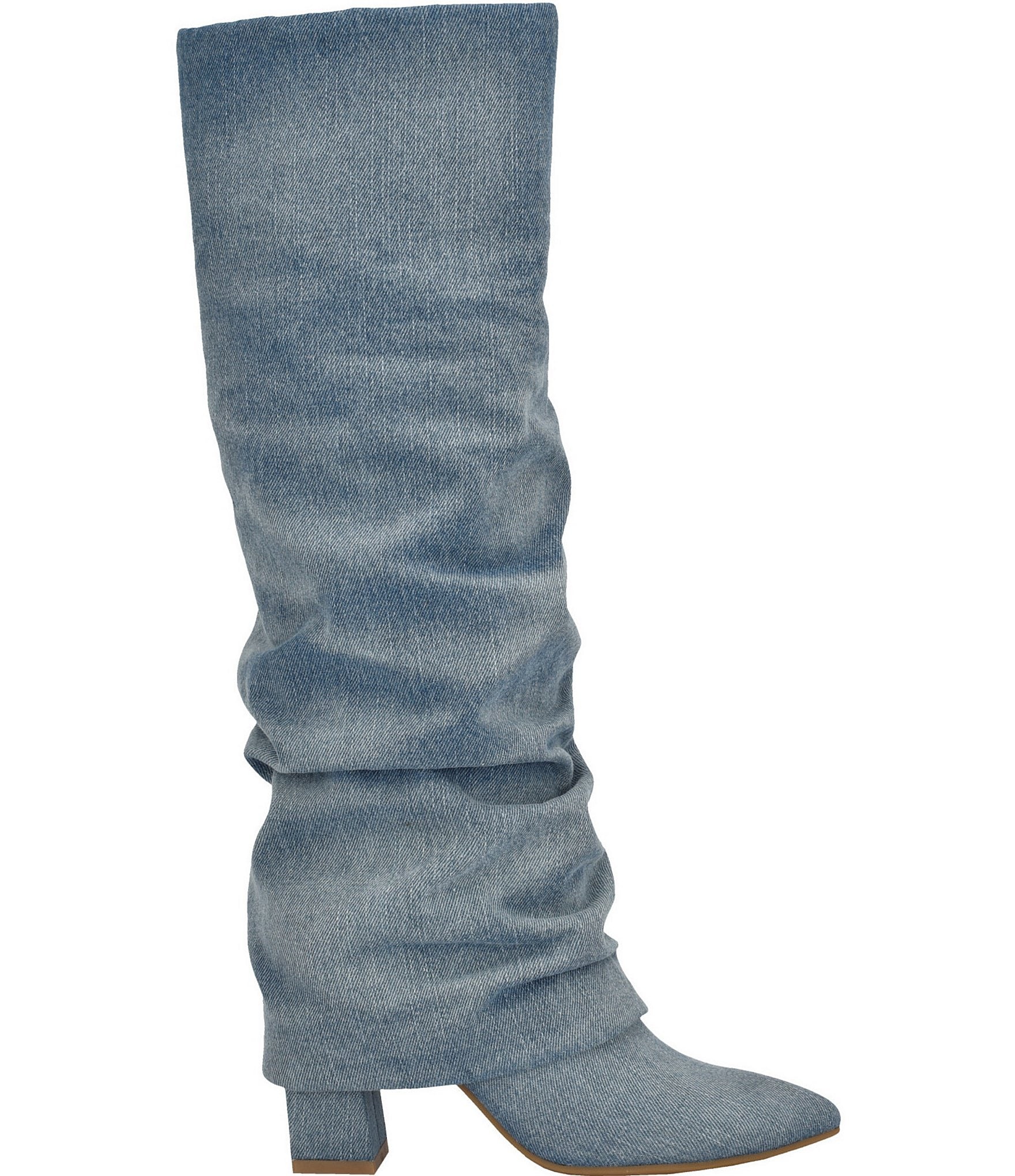 Guess Geima Denim Slouch Foldover Tall Boots