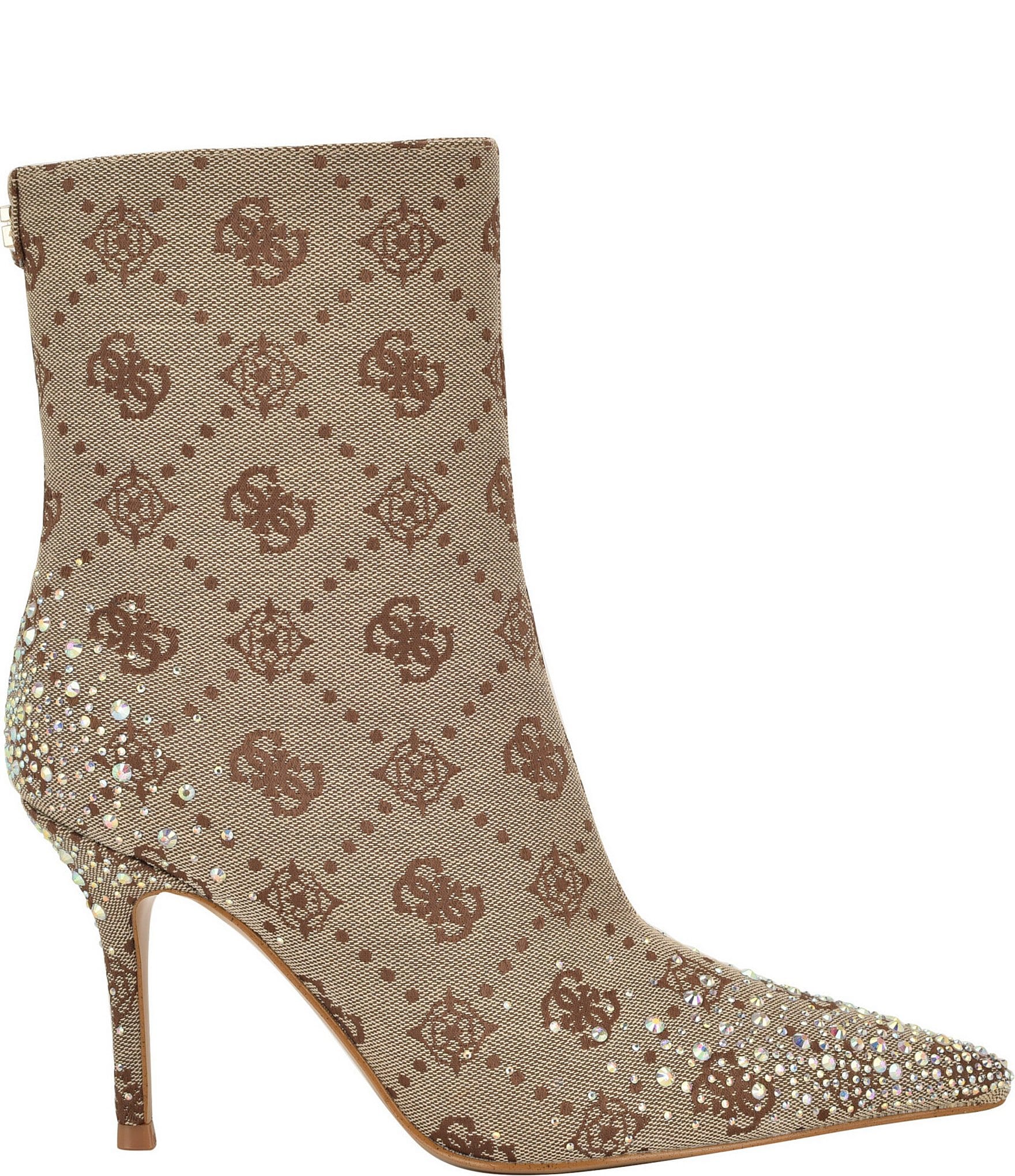 Guess Gomoray Logo Printed Rhinestone Booties